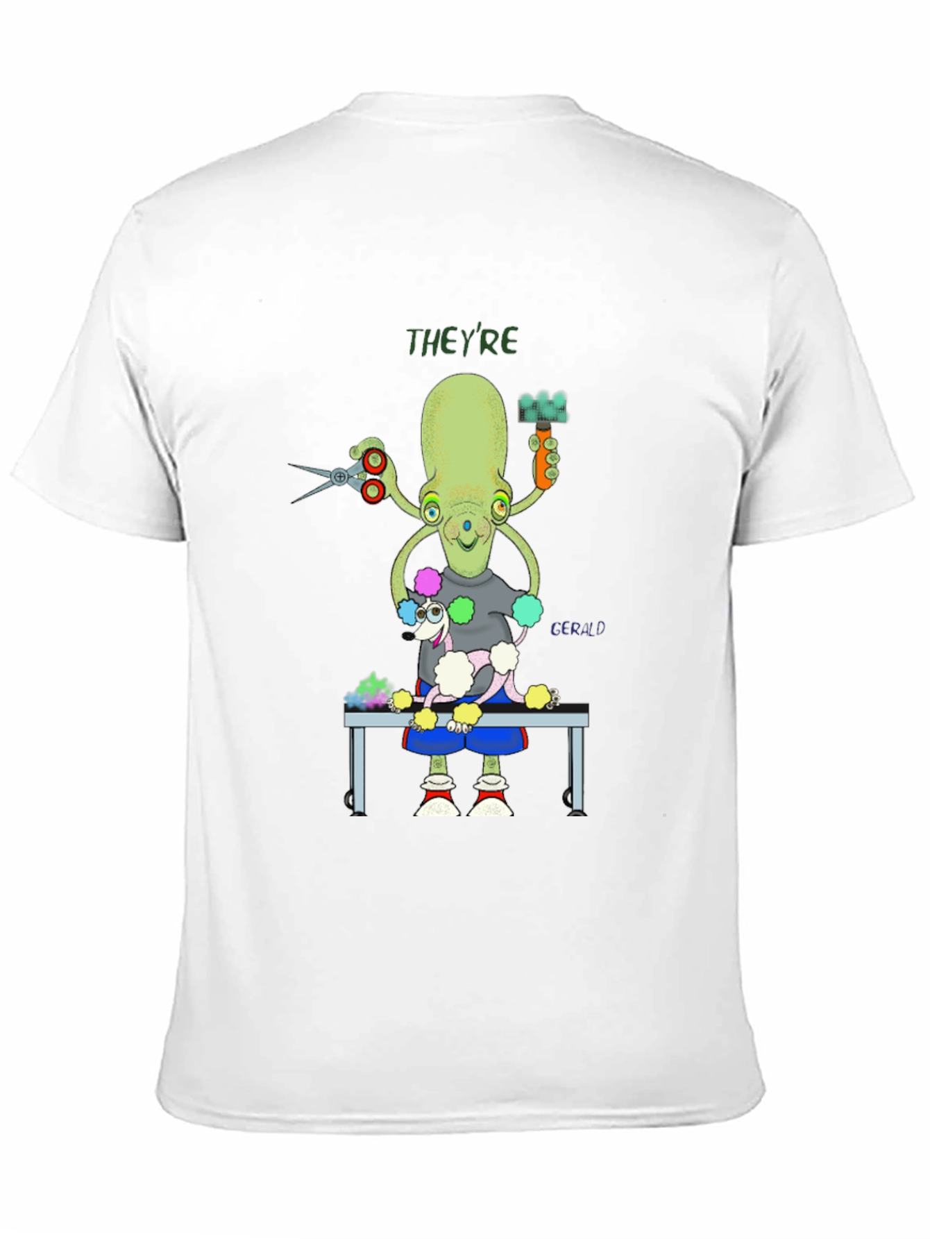 Black Octopus Dog Groomer Graphic T-Shirt view 11