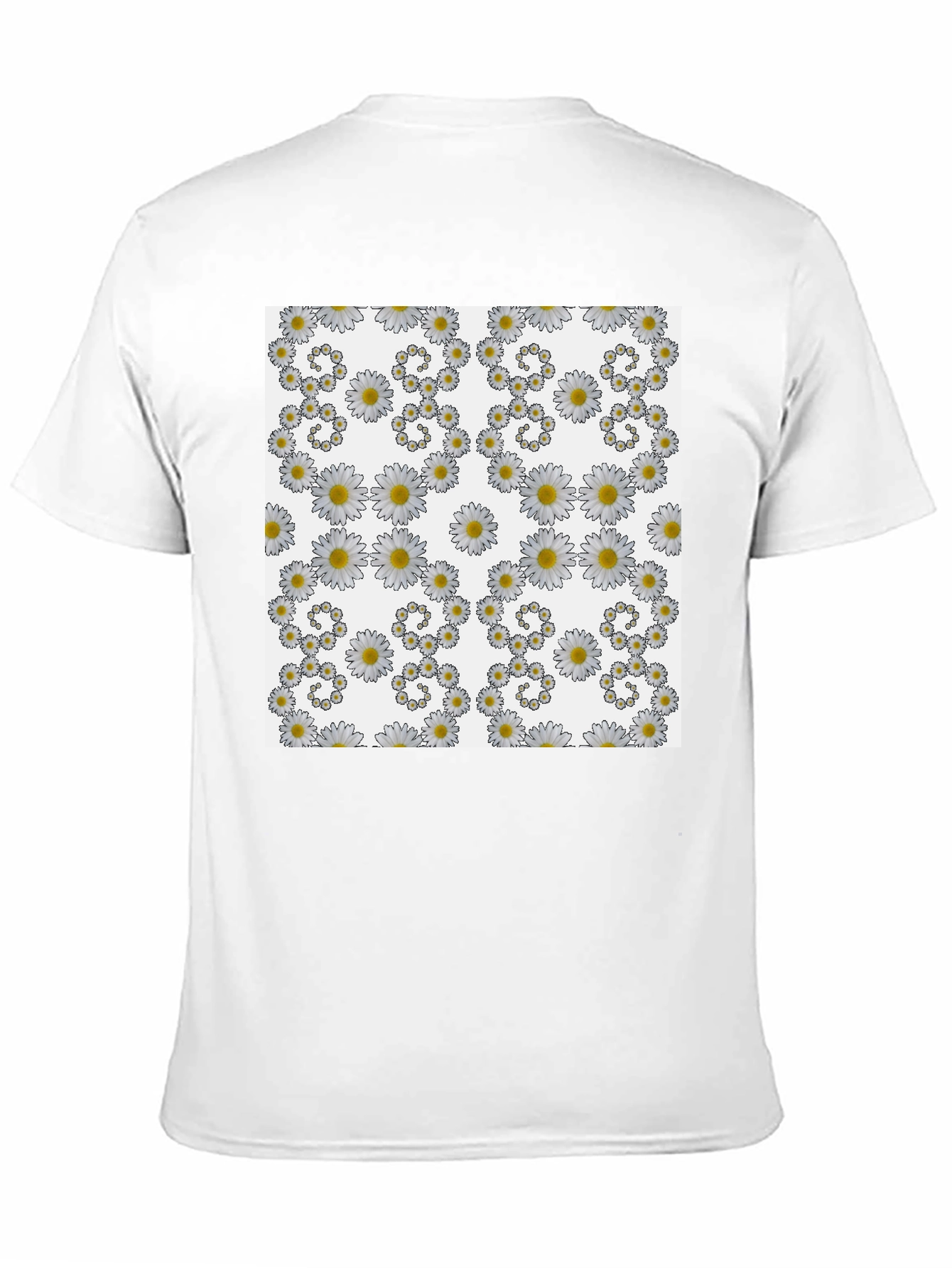 Black Daisy Pattern Black T-Shirt view 11