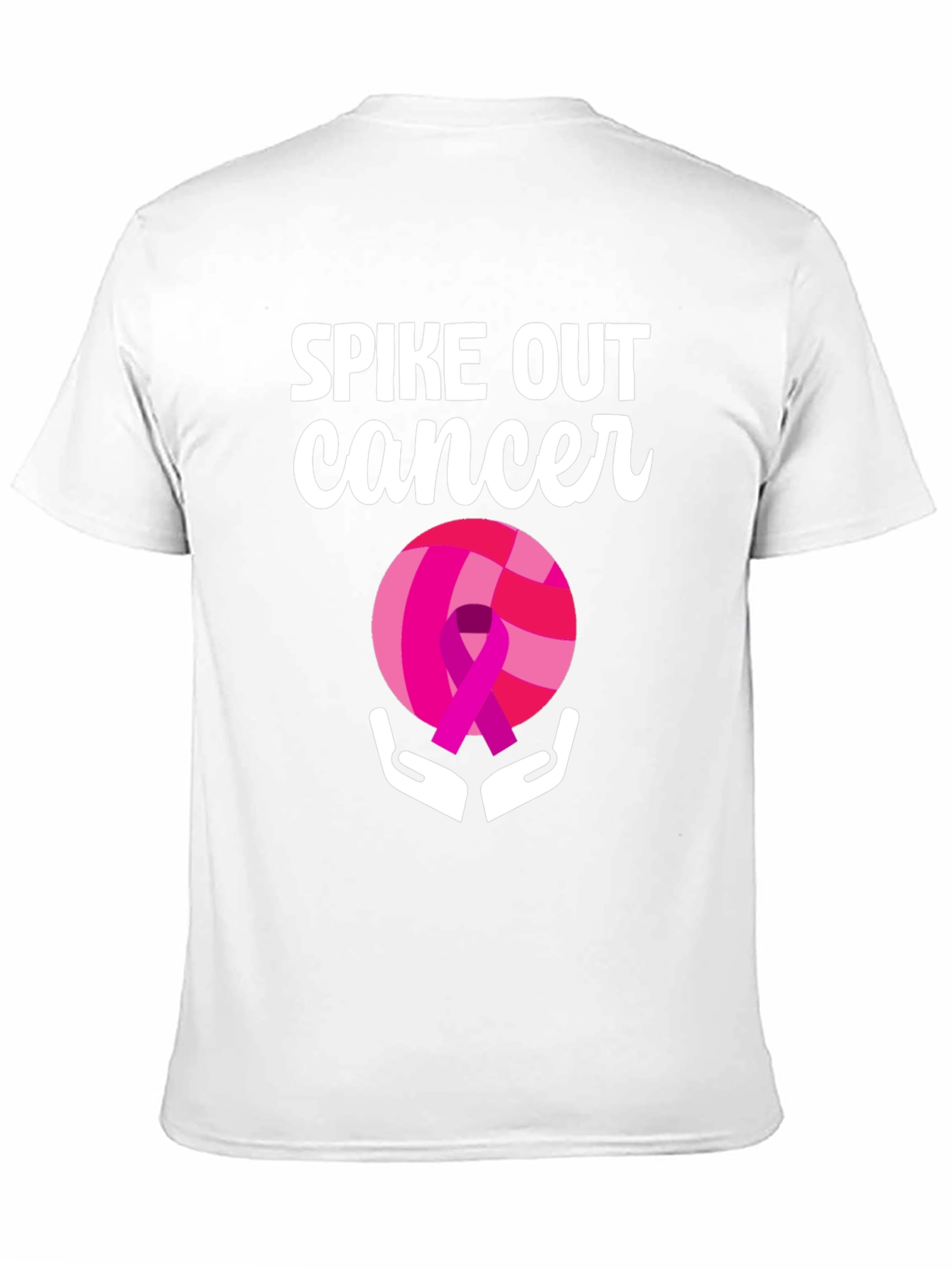 Black Spike Out Cancer Volleyball T-Shirt view 11