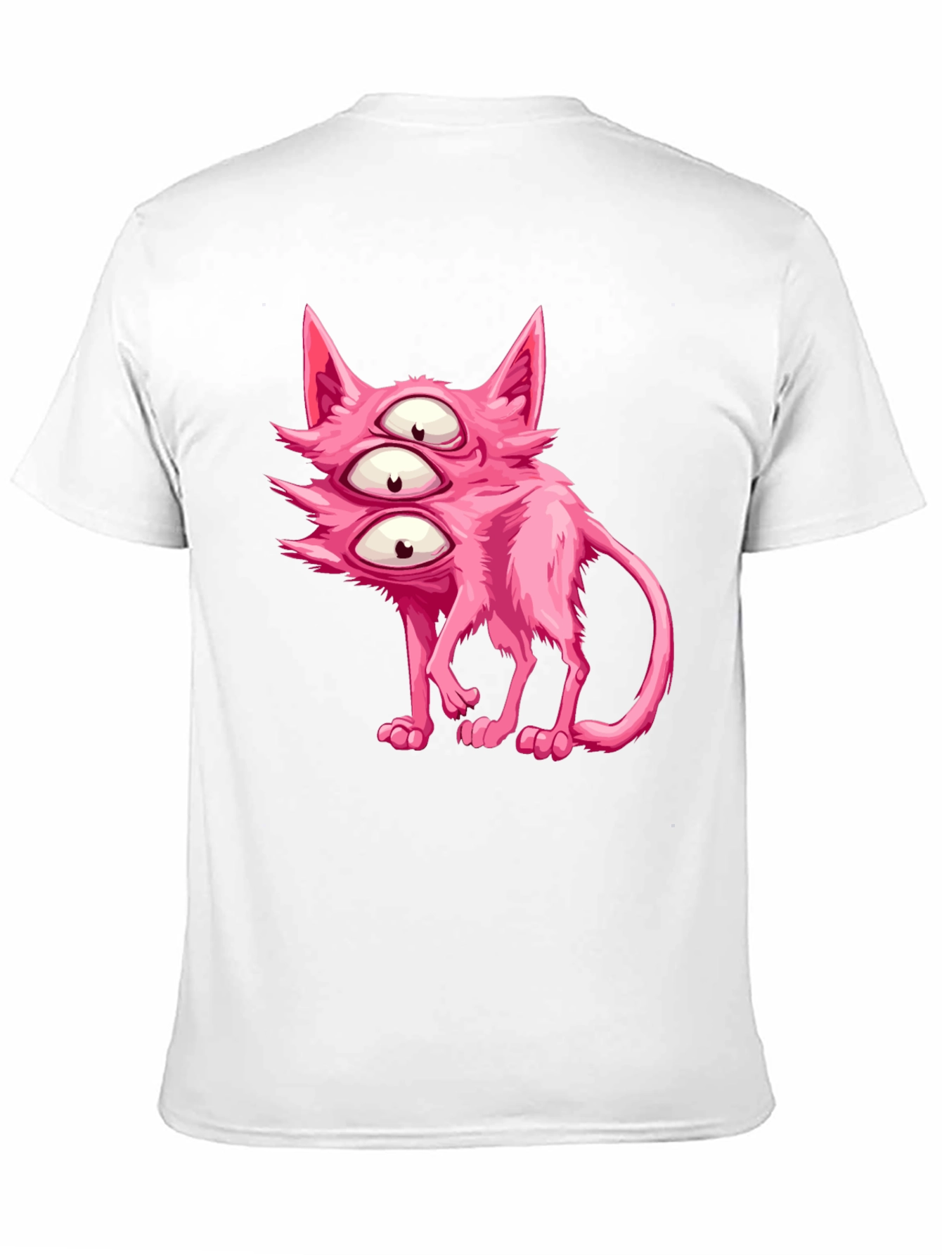 Black Three-Eyed Pink Monster Cat Graphic Tee view 11