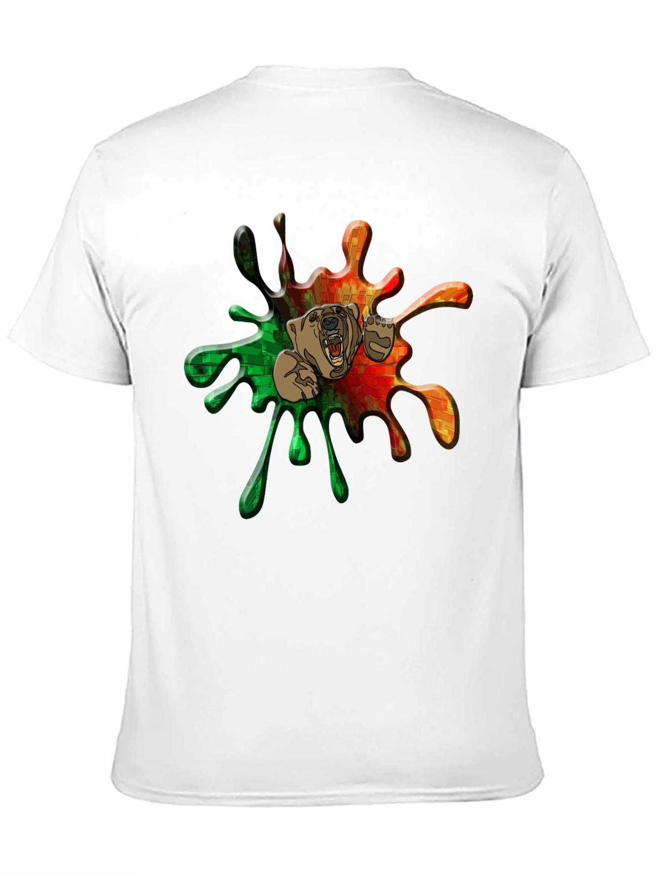 Black Abstract Bear Graphic Tee - Black Cotton Blend view 11