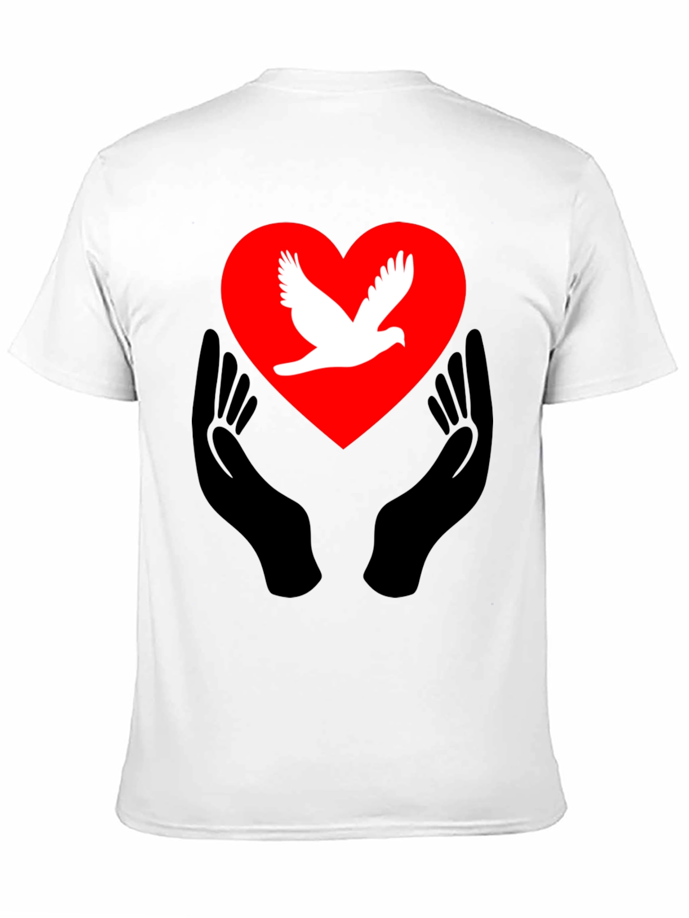 Black Peace Dove Heart Graphic Tee - Black Unisex T-Shirt view 11