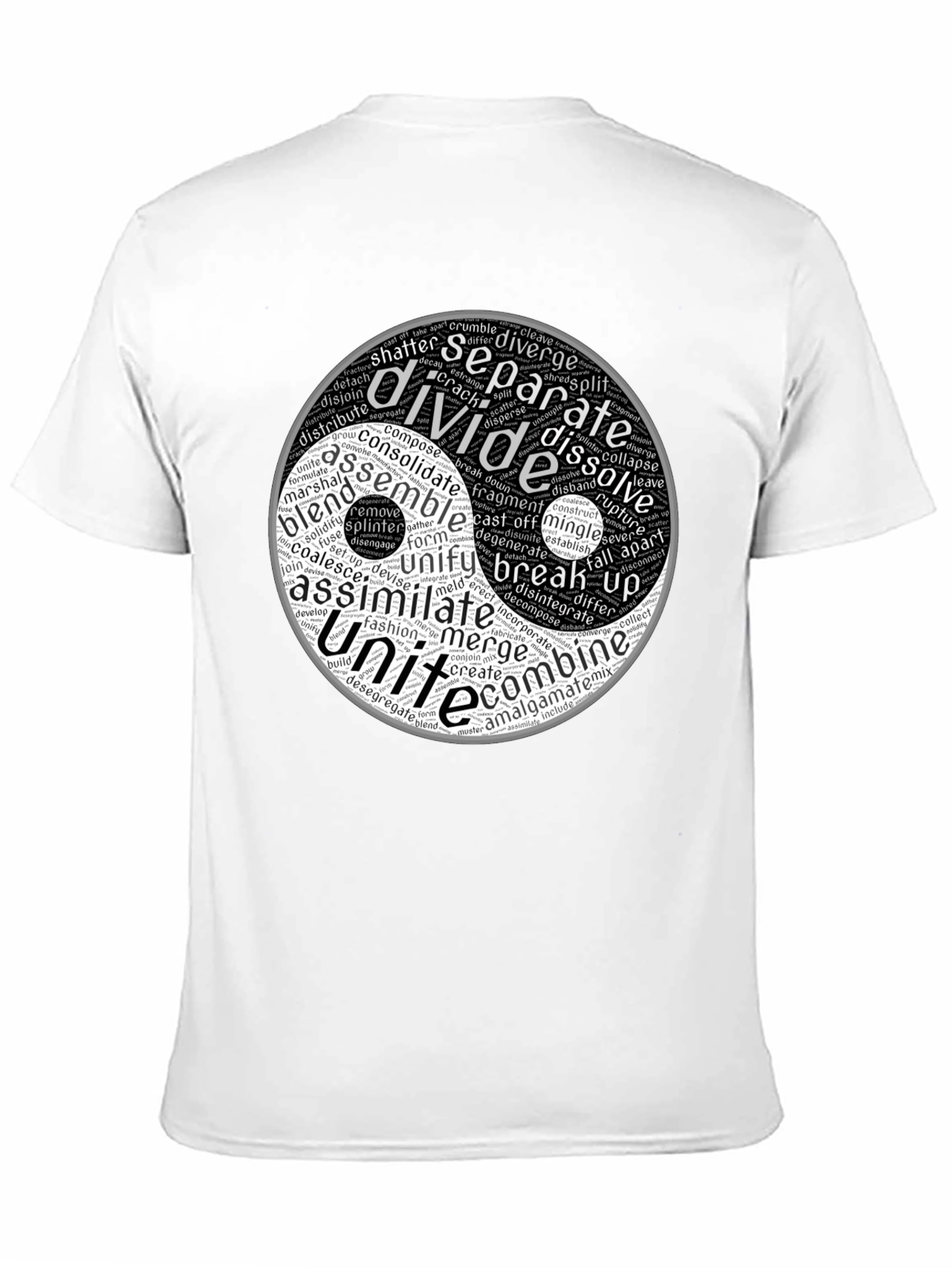 Black Yin Yang Word Art Graphic T-Shirt view 11
