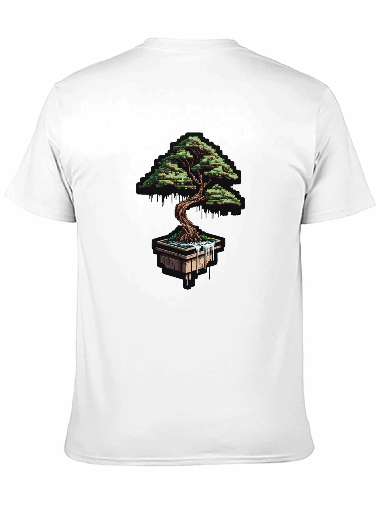 Black Pixel Art Bonsai Tree Black T-Shirt view 11