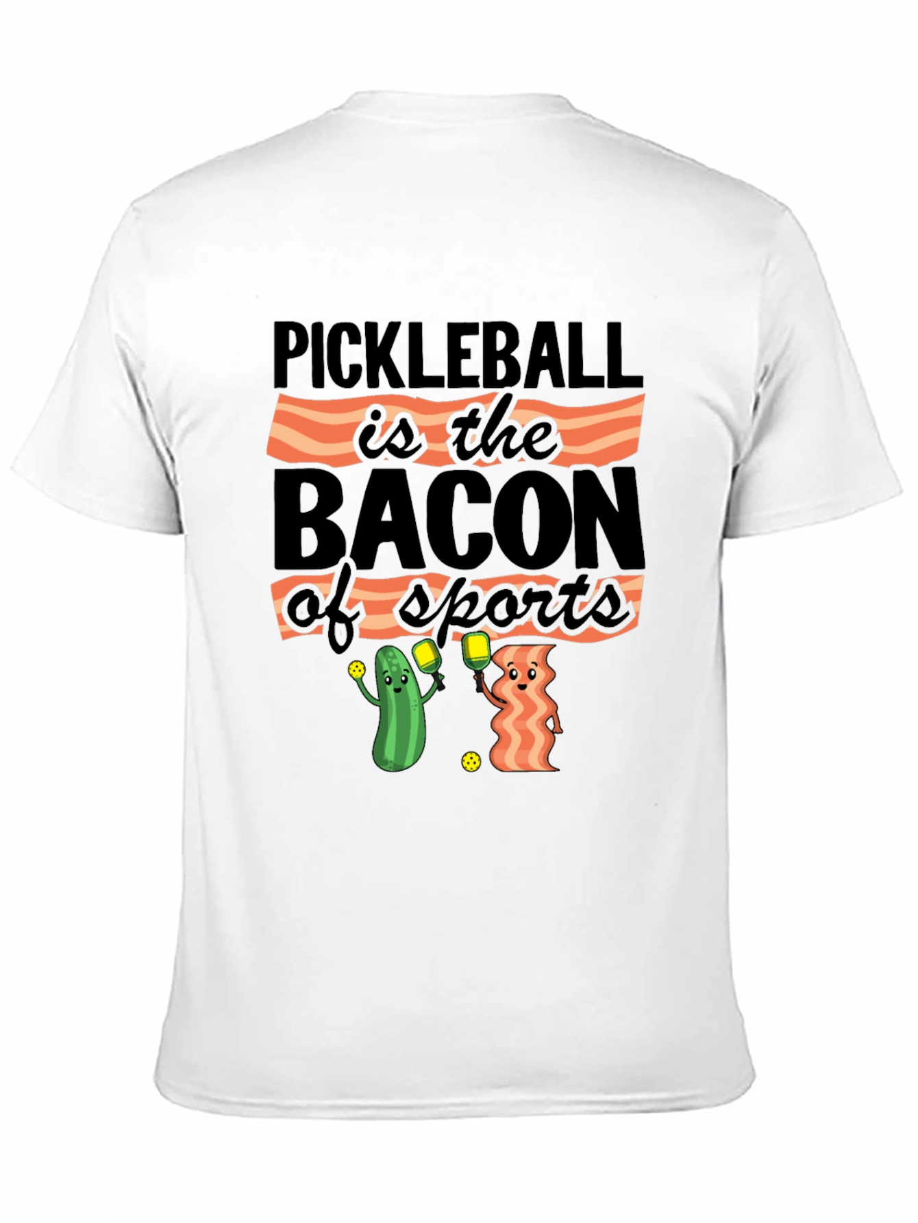 Black Pickleball & Bacon T-Shirt: Sports Humor Tee view 11