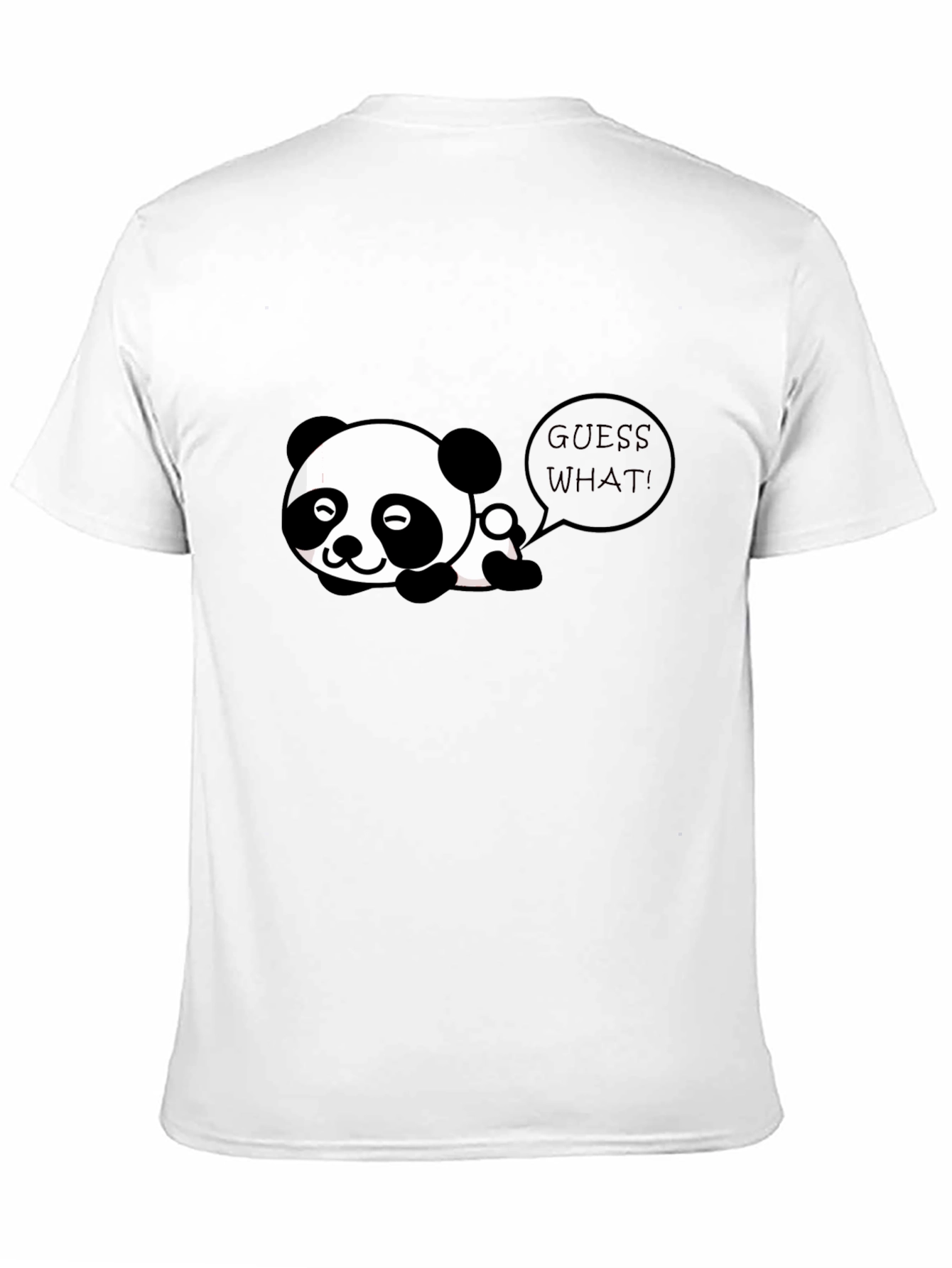 Black Cute Panda "Guess What!" Black T-Shirt view 11