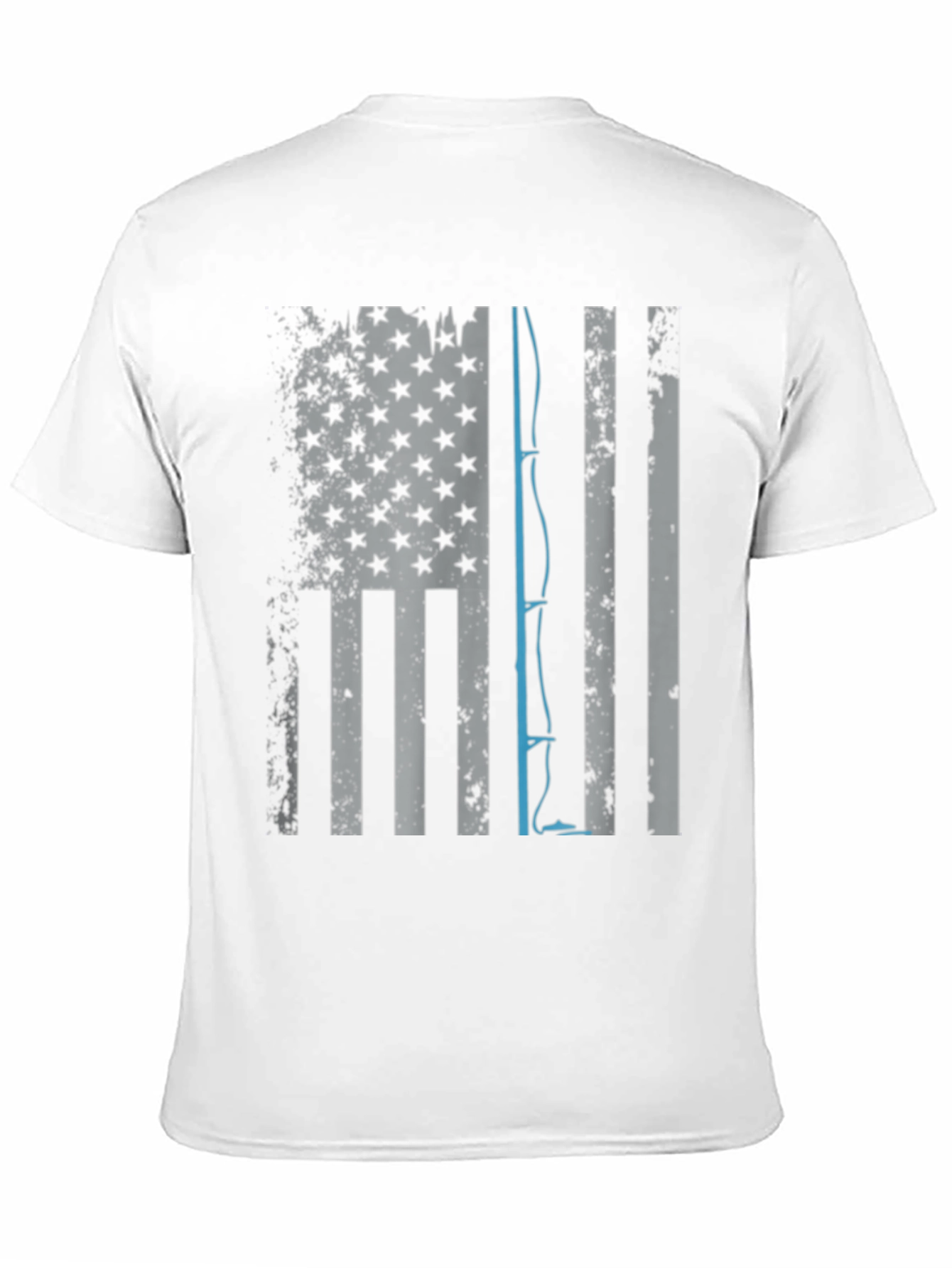 Black Fishing Rod USA Flag Graphic T-Shirt view 11