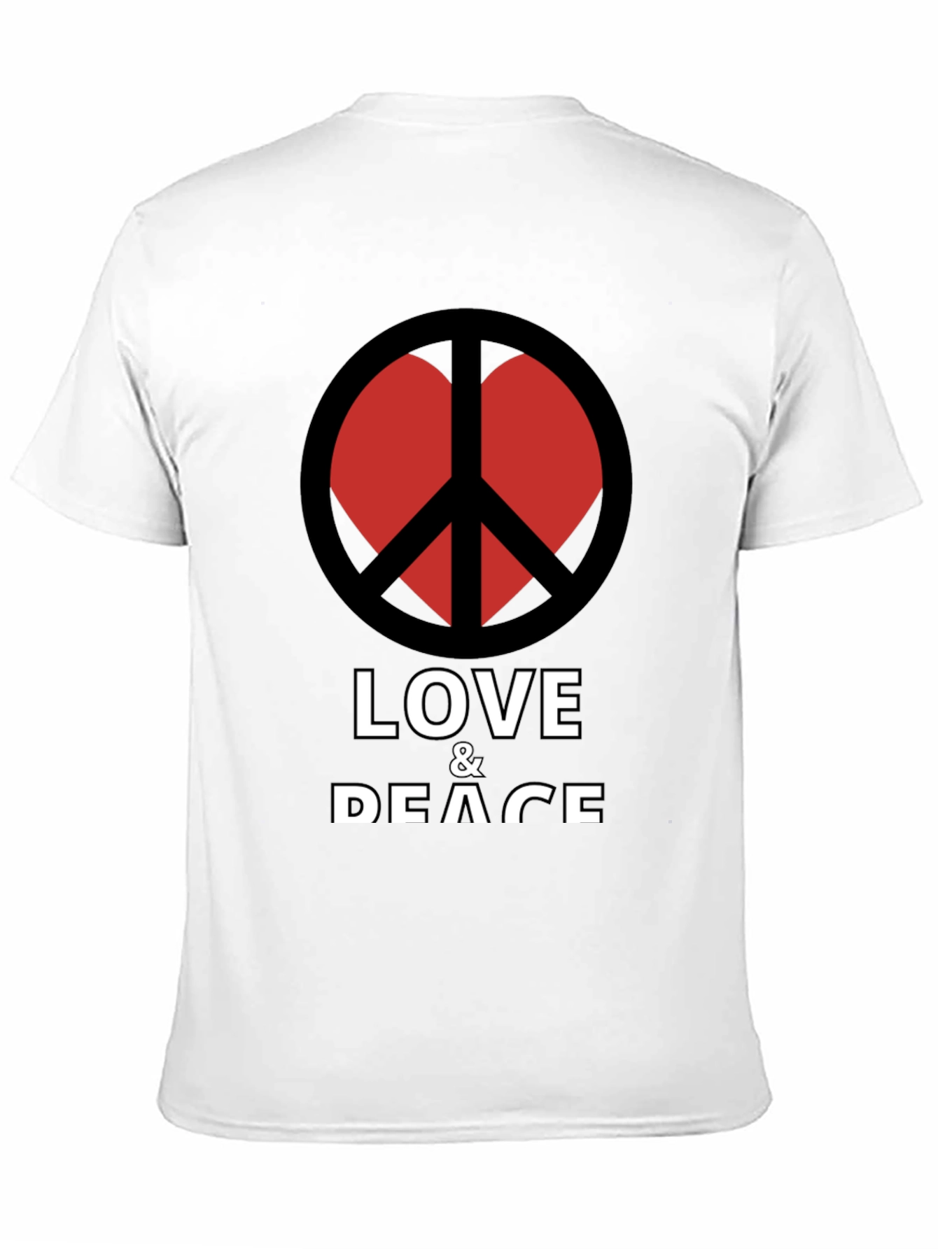 Black Love & Peace T-Shirt - Black Crew Neck Graphic Tee view 11