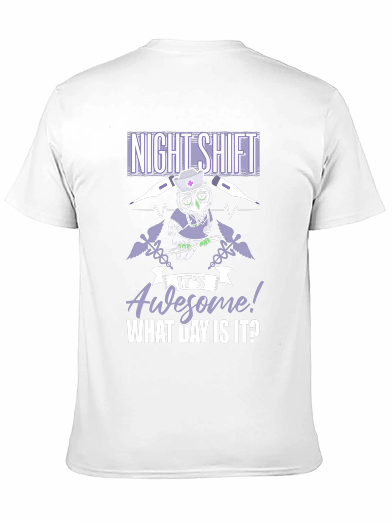 Black Night Shift Nurse Owl Graphic T-Shirt view 11