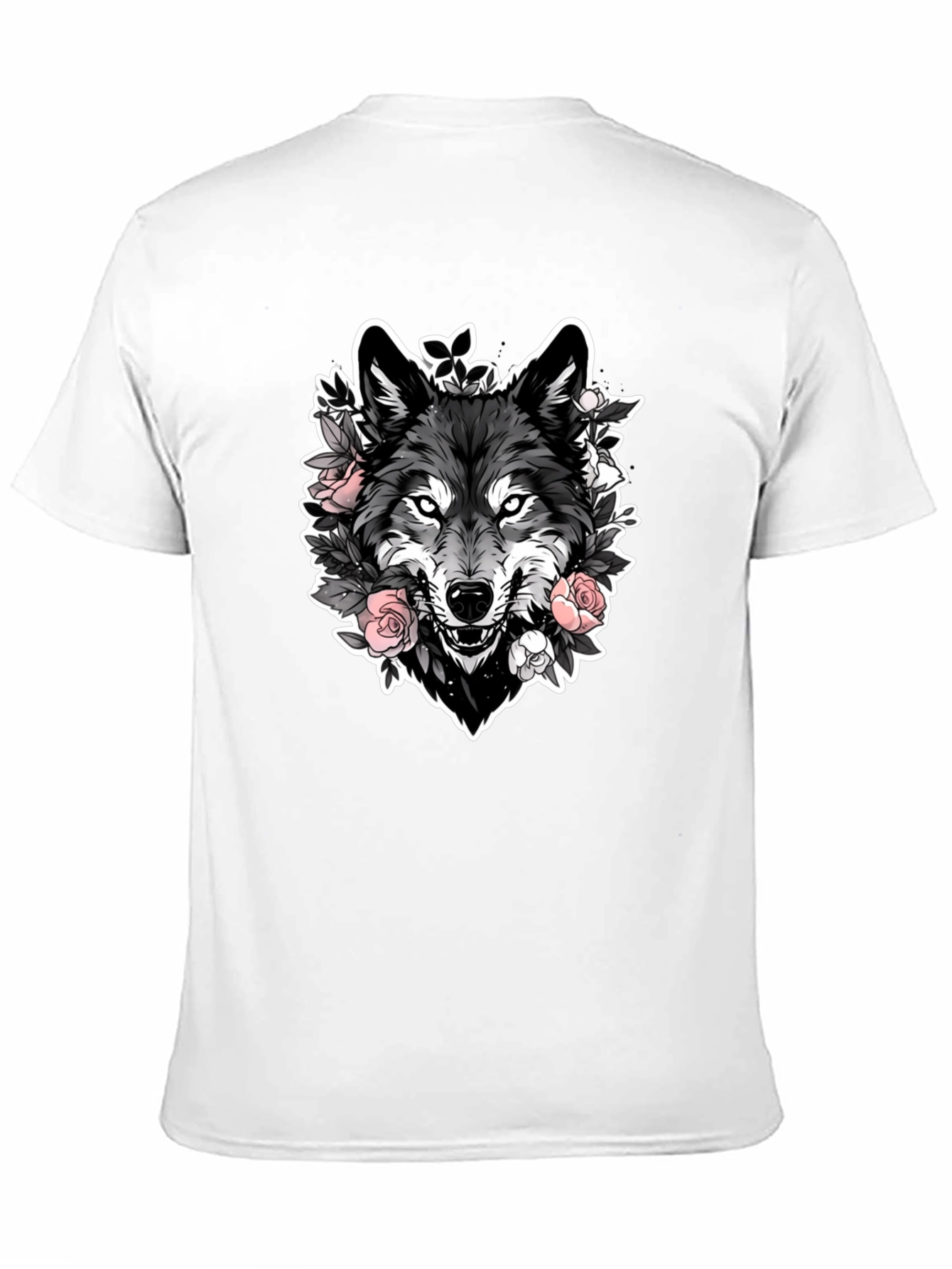 Black Wolf & Roses Graphic Black T-Shirt view 11