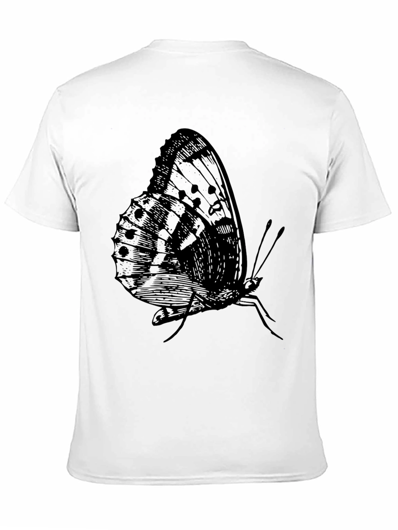 Black Butterfly Graphic Print Black T-Shirt for Men view 11