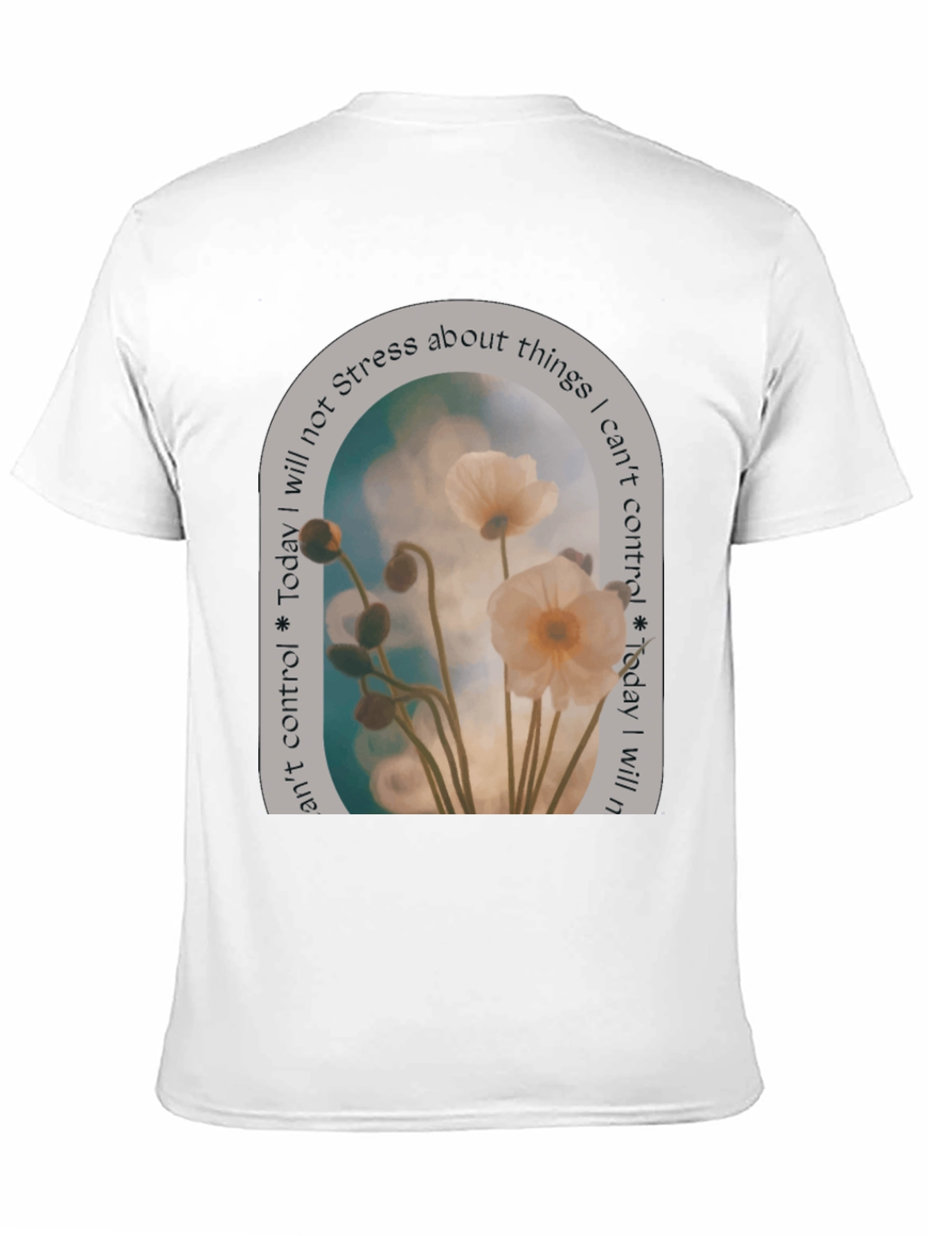 Black Floral Graphic T-Shirt: Stress Less, Control Less view 11