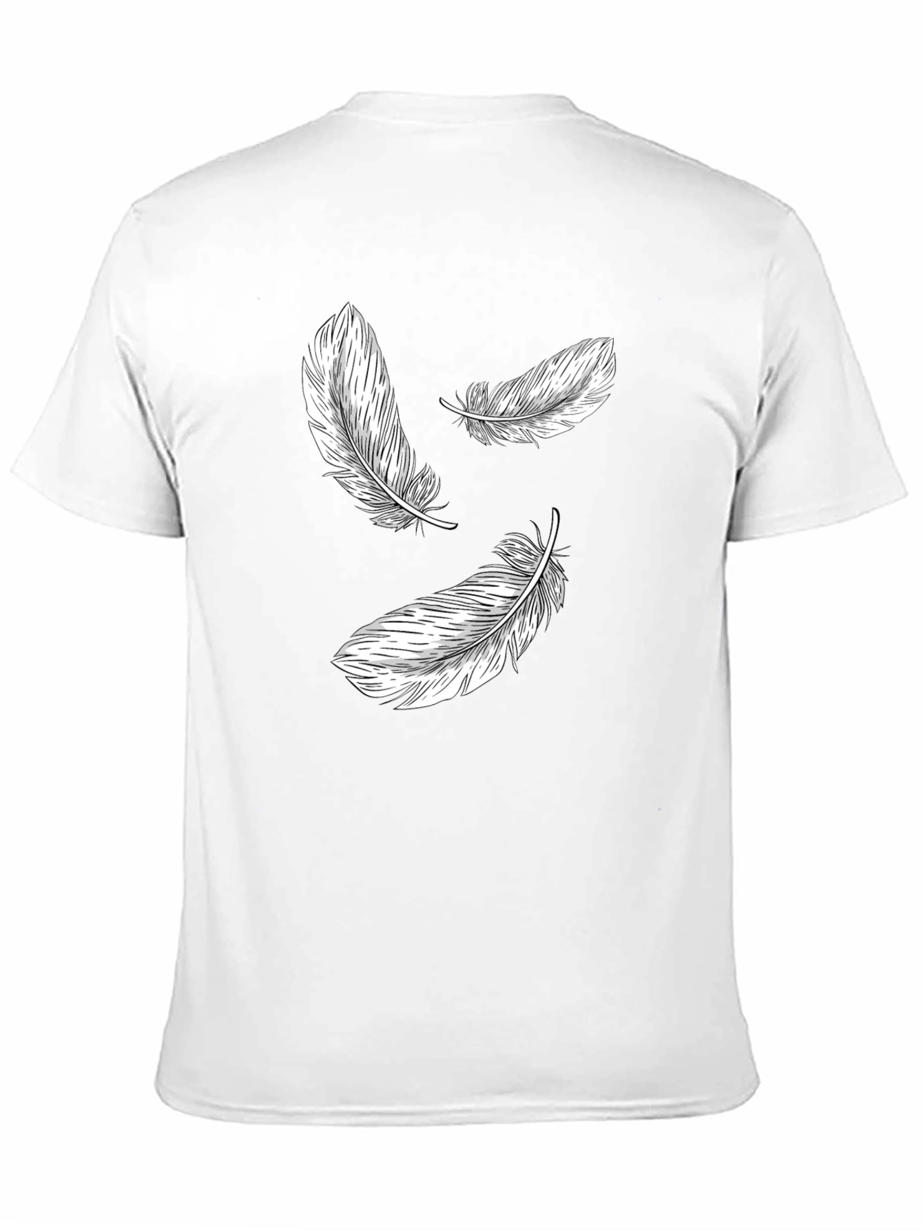 Black Feather Print Black T-Shirt view 11