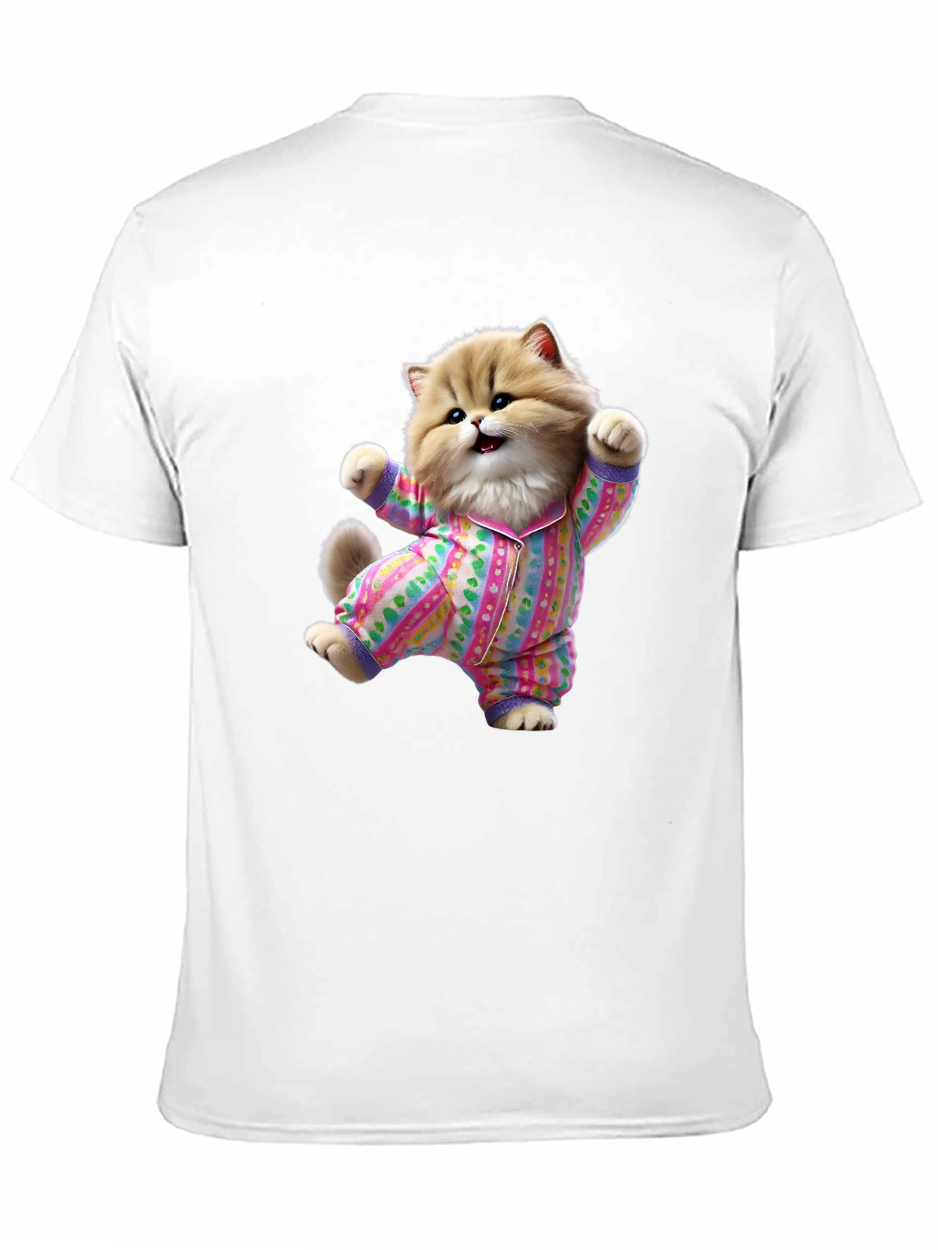 Black Cute Cat Pajamas T-Shirt - Fun Novelty Tee view 11