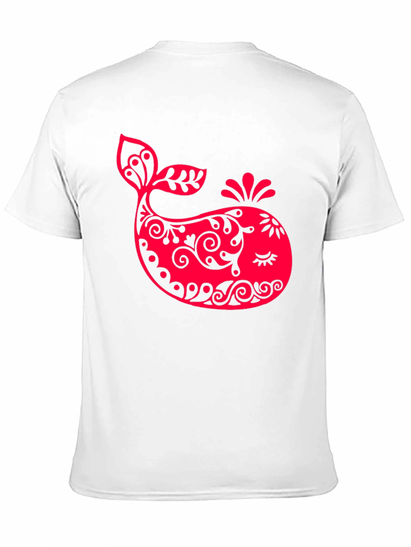 Black Red Whale Graphic Print Black T-Shirt view 11