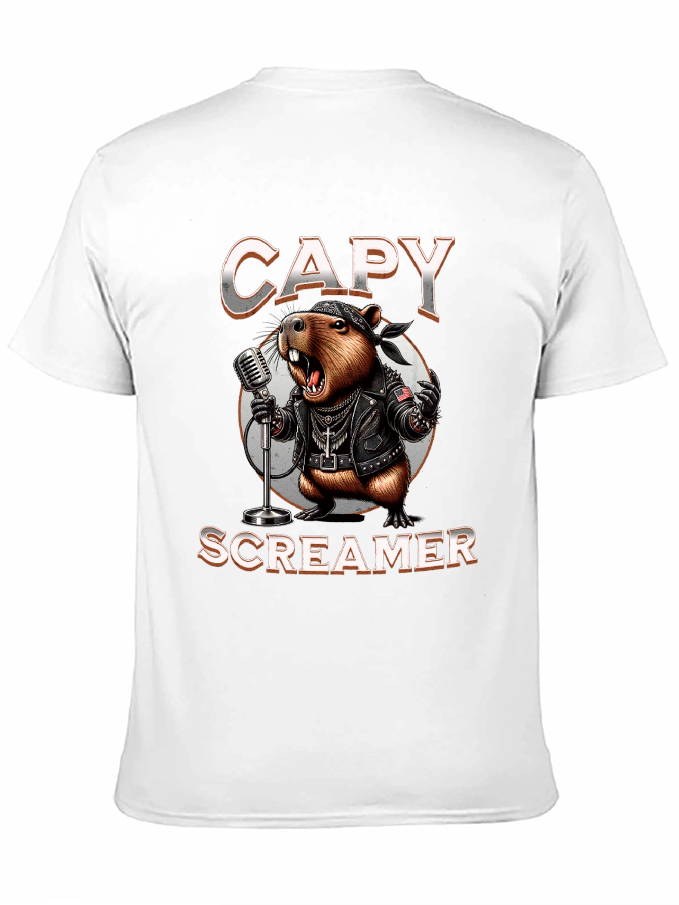 Black Capy Screamer T-Shirt - Rocker Capybara Design view 11