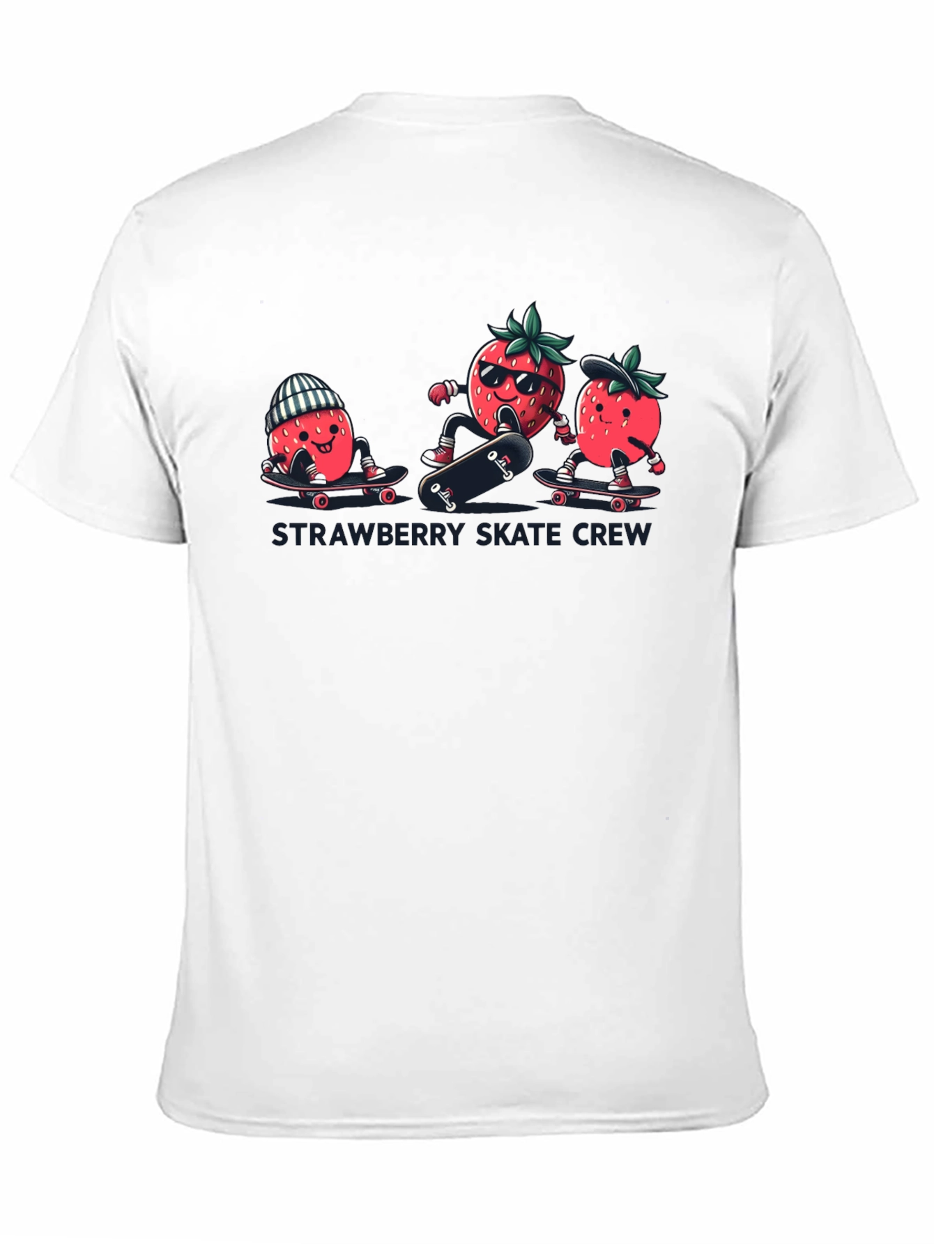 Black Strawberry Skate Crew T-Shirt - Black Cotton Tee view 11