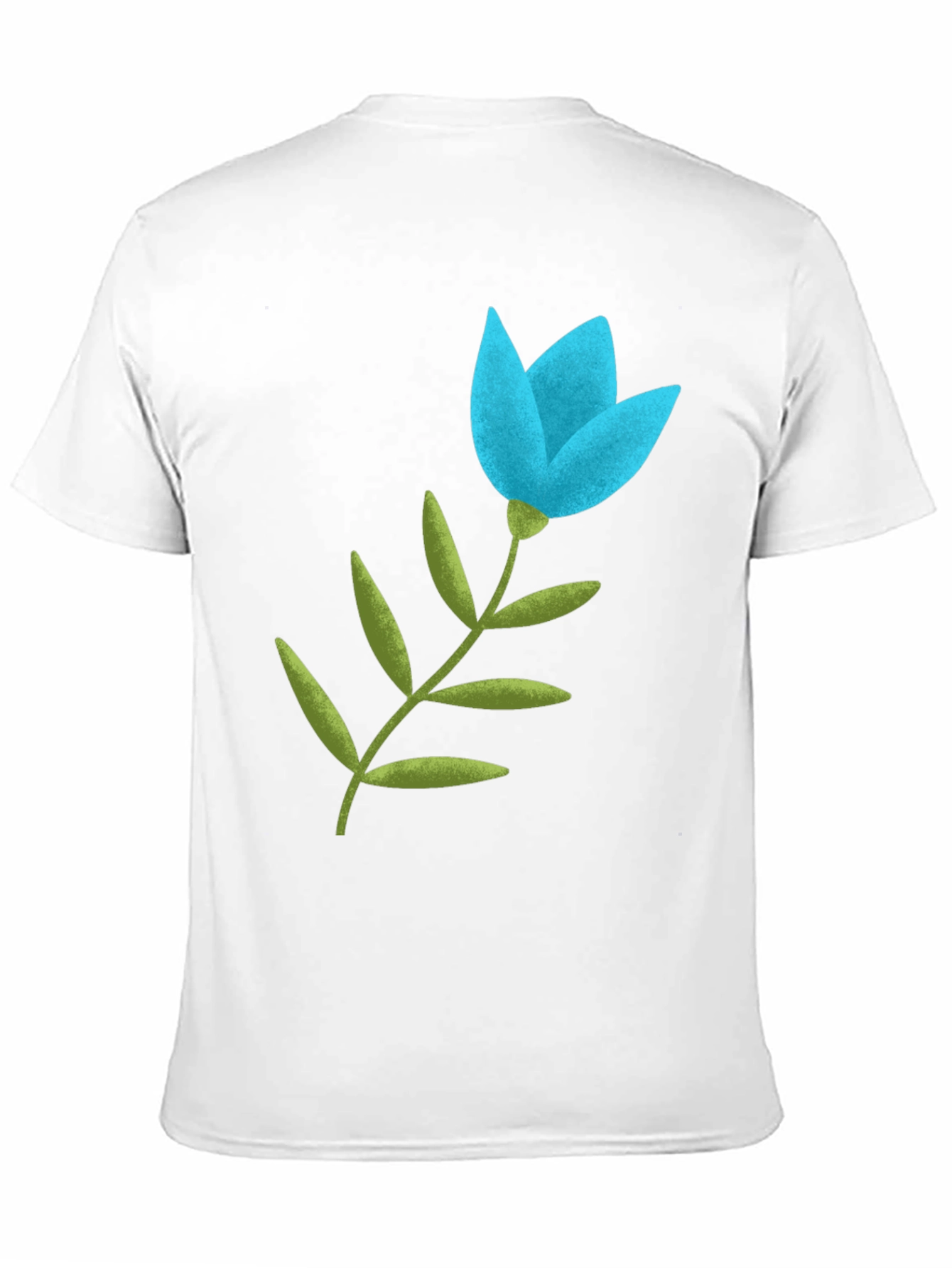 Black Blue Flower Graphic Tee - Black Cotton Blend view 11