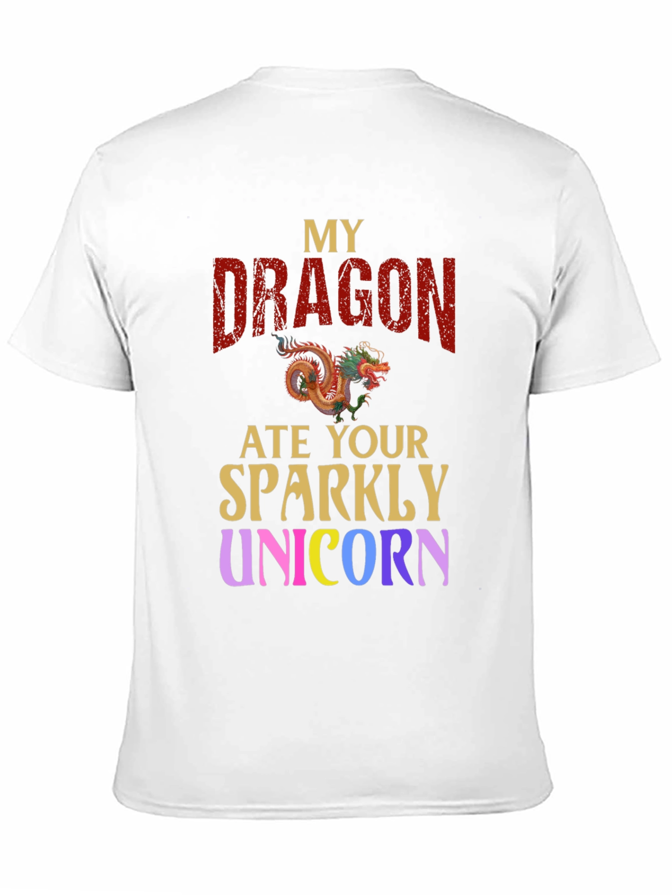 Black My Dragon Ate Your Sparkly Unicorn T-Shirt view 11