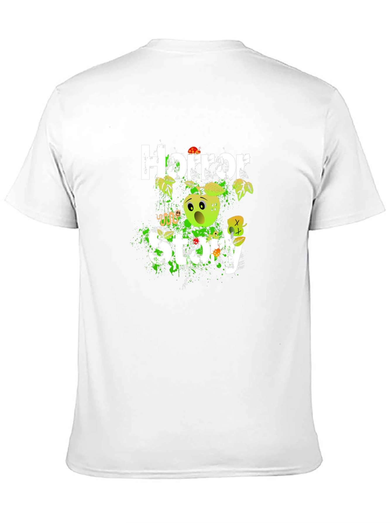 Black Horror Story Graphic Tee - Creepy Apple Design view 11
