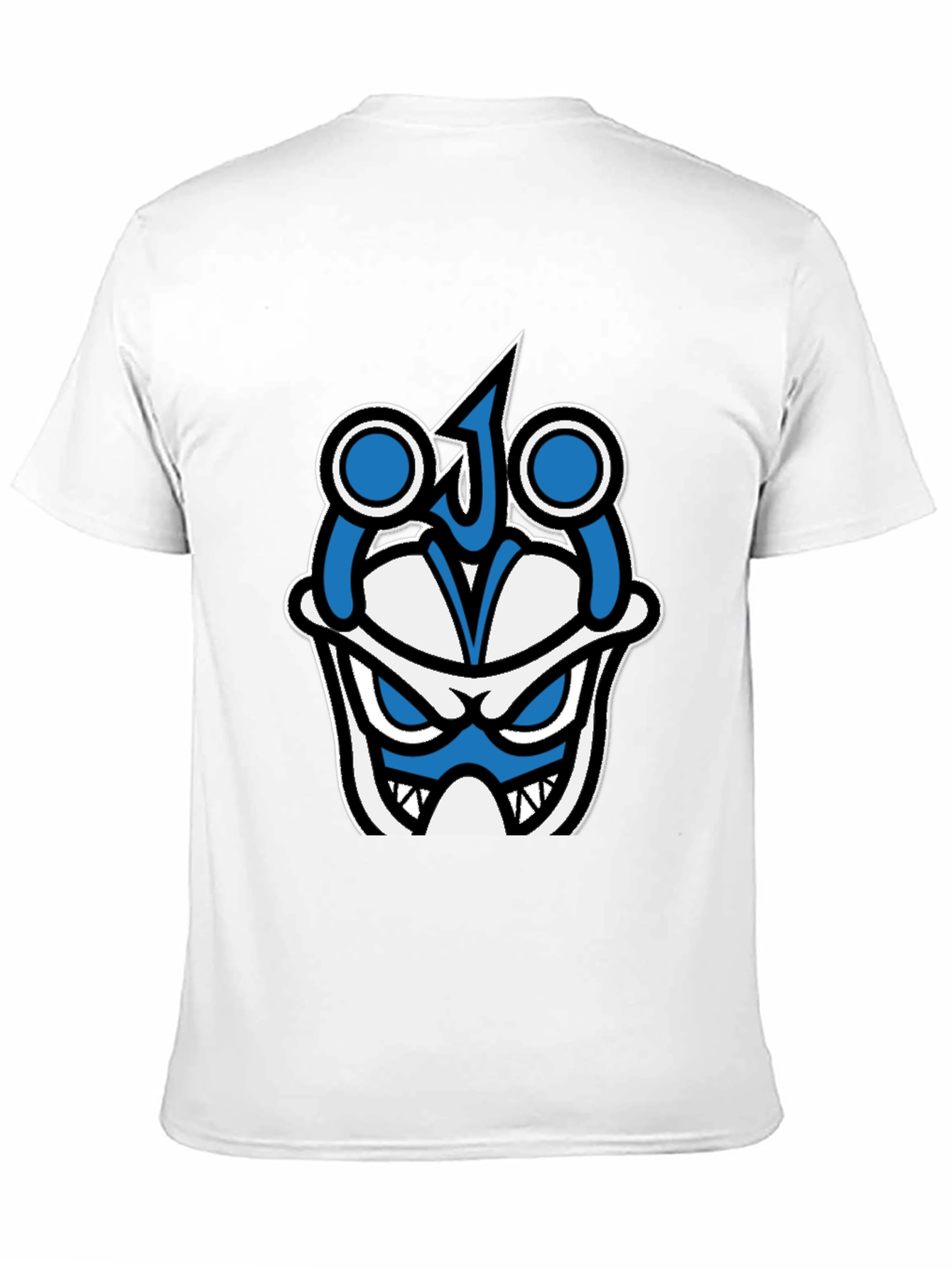 Black Graphic T-Shirt - Blue & White Angry Face view 11