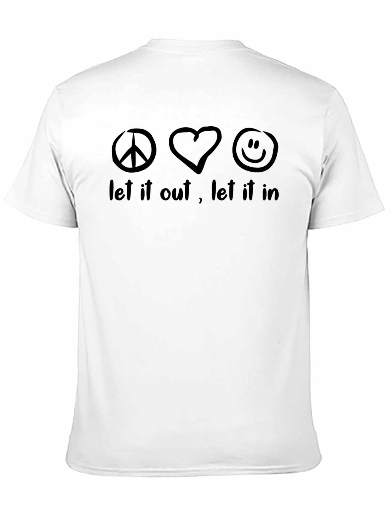 Black Peace Love Happy Graphic Tee - Unisex Soft Cotton Shirt view 11
