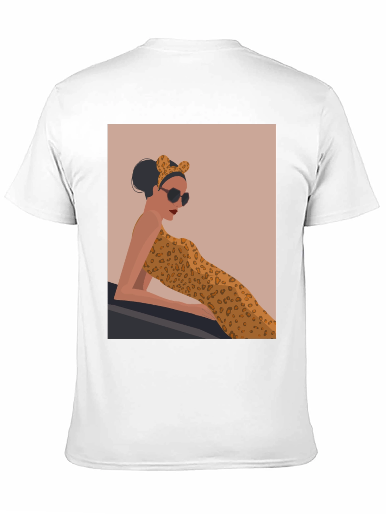 Stylish Black Tee with Leopard Print Woman Graphic - 11