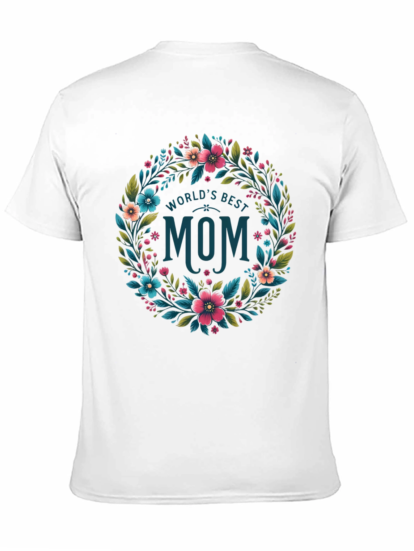 Black World's Best Mom Floral Wreath T-Shirt - Black view 11