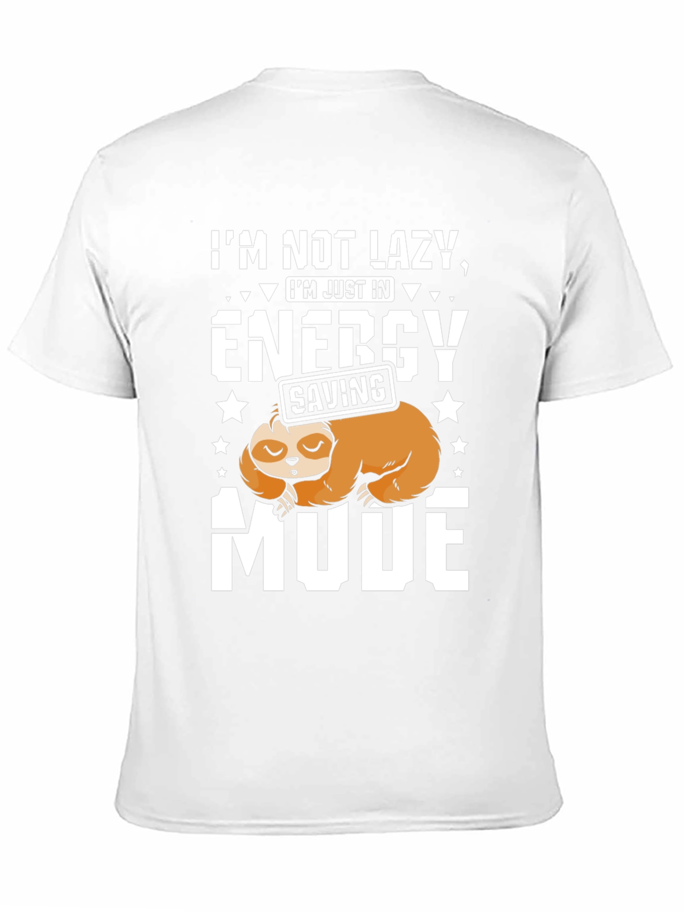 Black Lazy Sloth Energy Saving Mode Graphic T-Shirt view 11