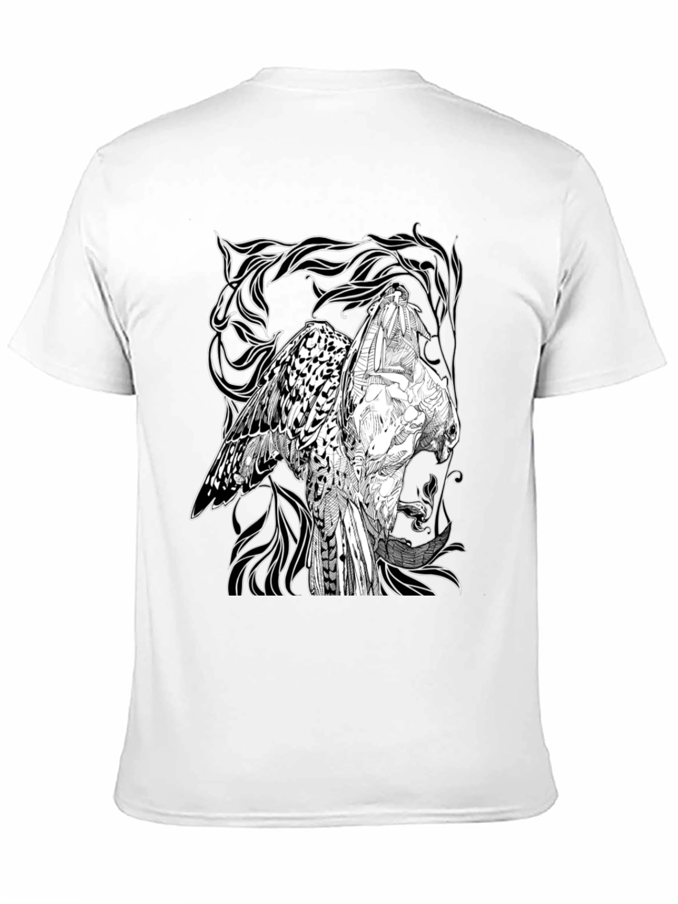 Black Graphic Owl T-Shirt - Black Cotton Tee view 11