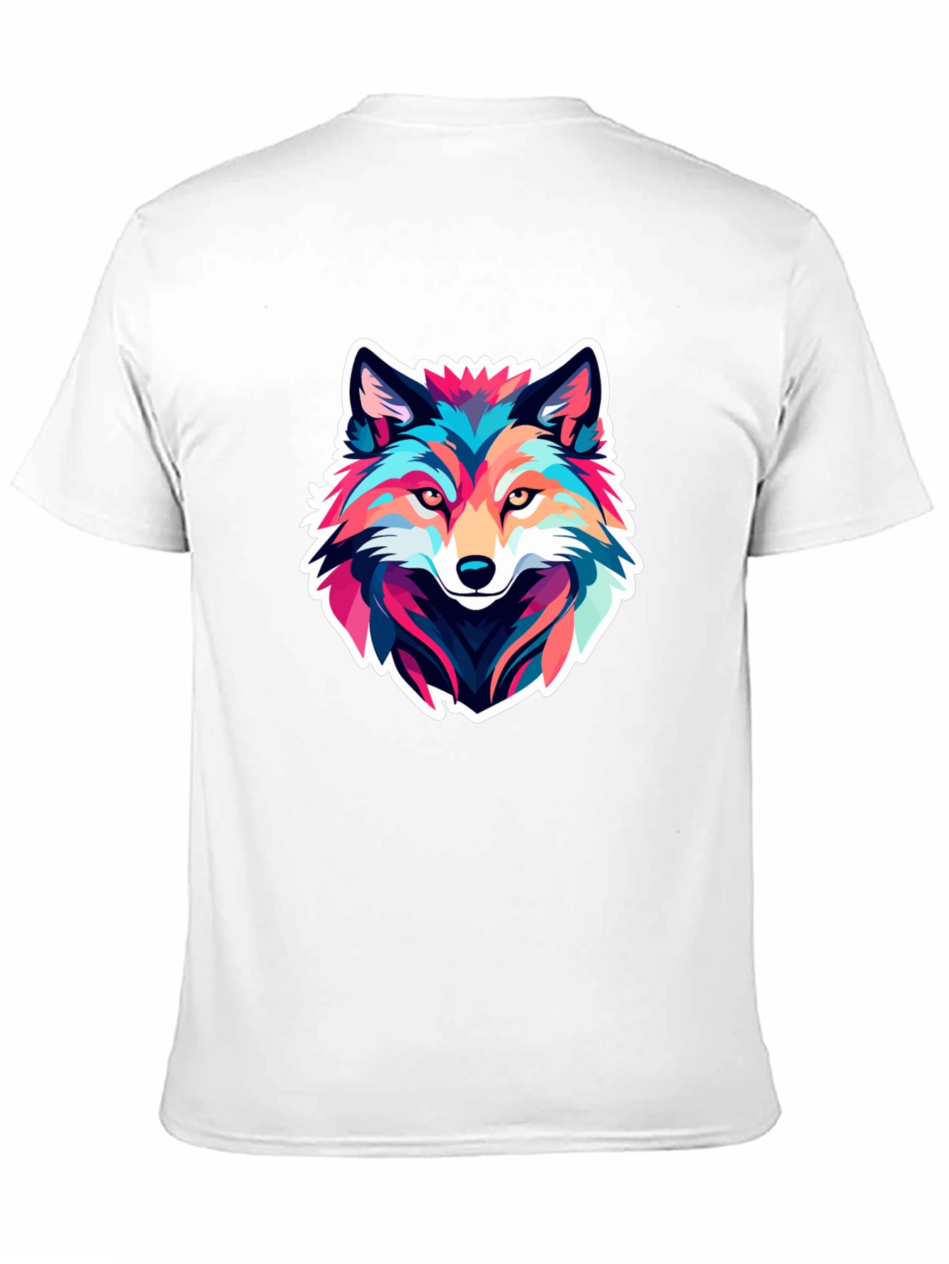 Black Colorful Wolf Graphic Black T-Shirt view 11