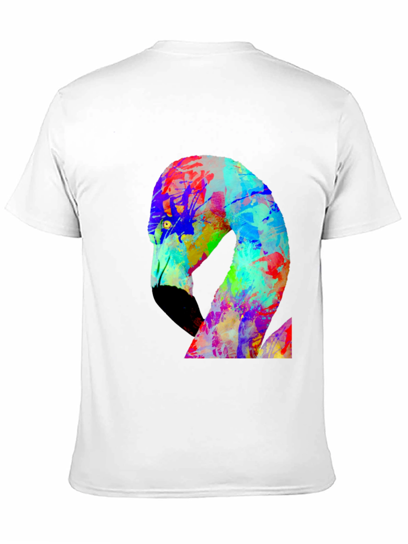Black Colorful Flamingo Graphic Black Tee Shirt view 11