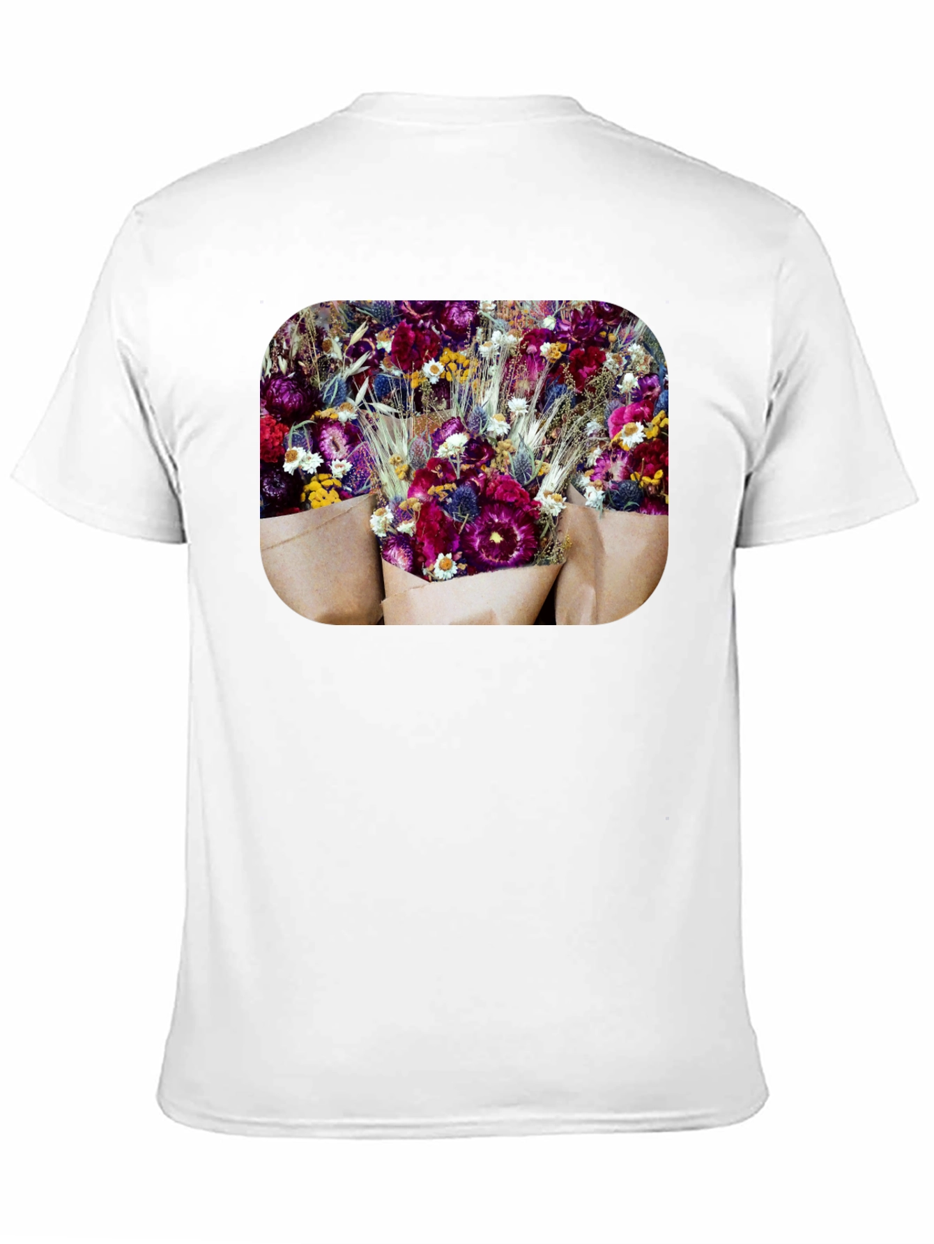 Black Floral Bouquet Graphic Print Black T-Shirt view 11