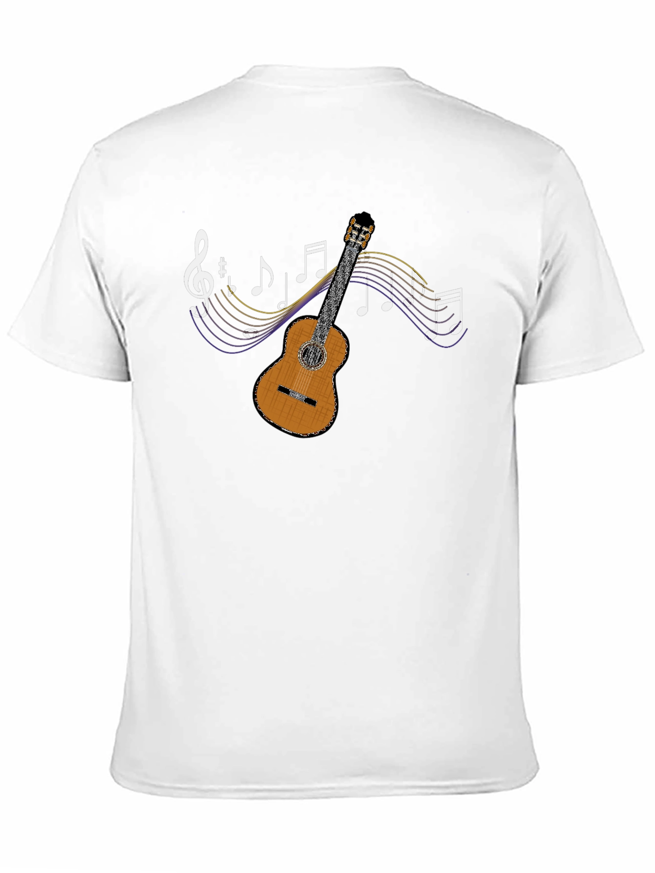 Black Guitar and Music Notes Graphic T-Shirt view 11