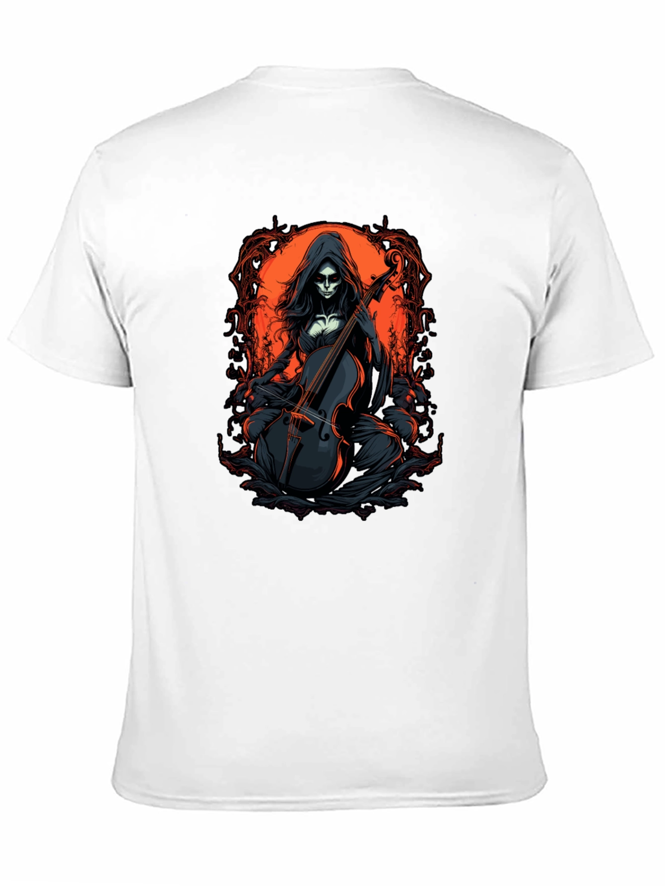 Black Grim Reaper Cello T-Shirt view 11
