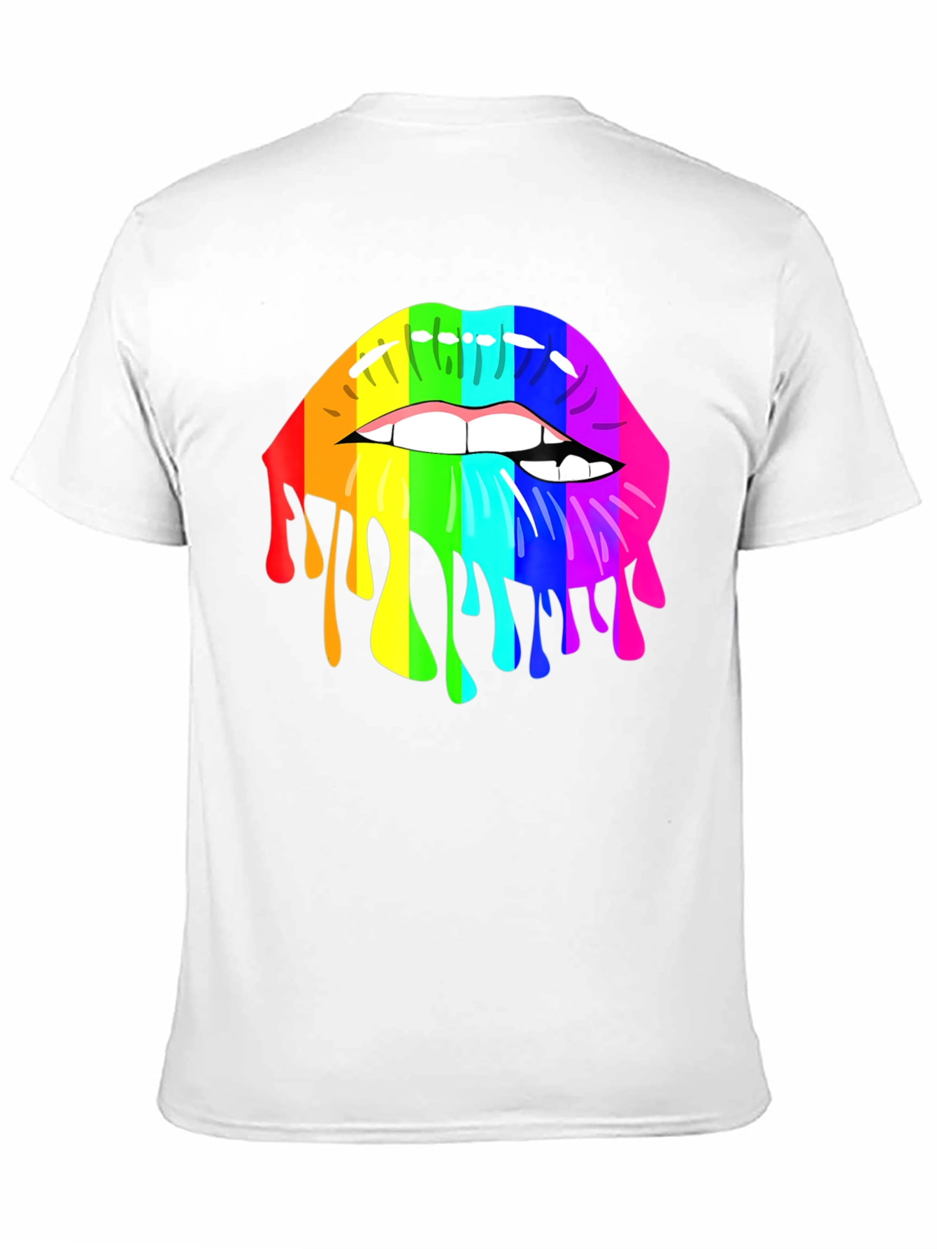 Black Rainbow Lips Graphic T-Shirt - Unisex Black Tee view 11