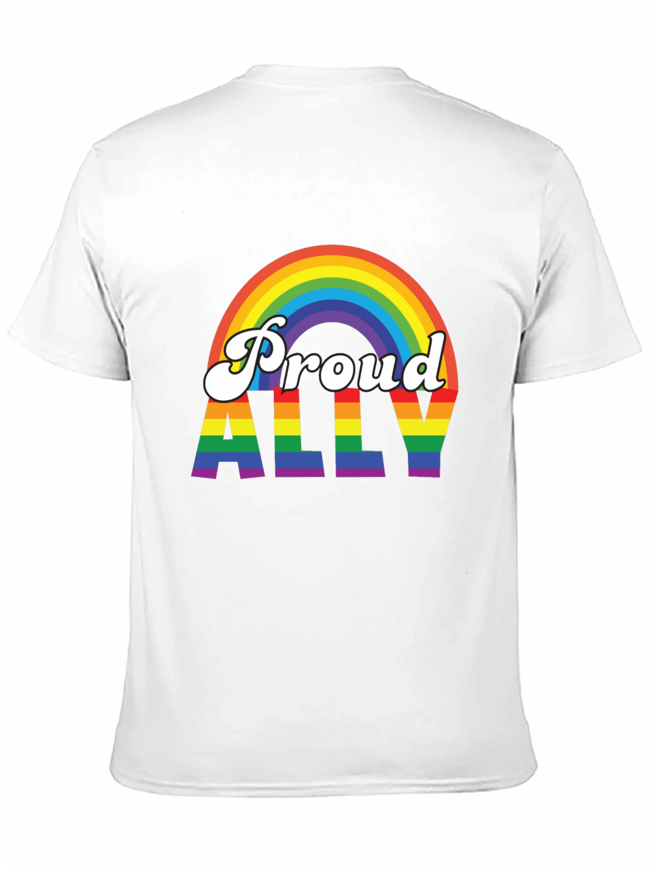 Black Proud Ally Rainbow Graphic T-Shirt view 11