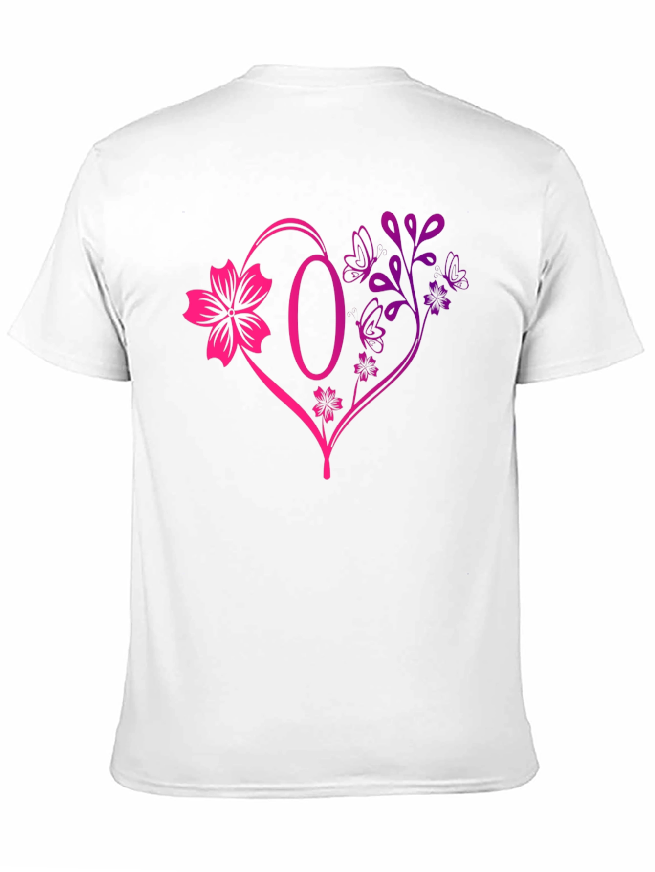 Black Floral Heart Initial T-Shirt - Personalized Letter O Design view 11