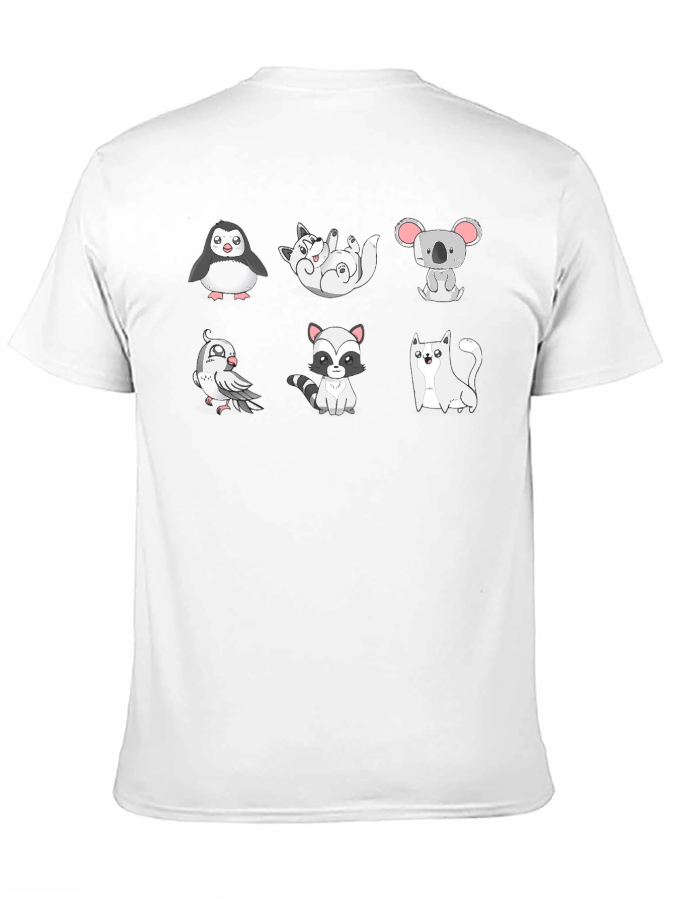 Black Cute Animals Graphic Black T-Shirt view 11