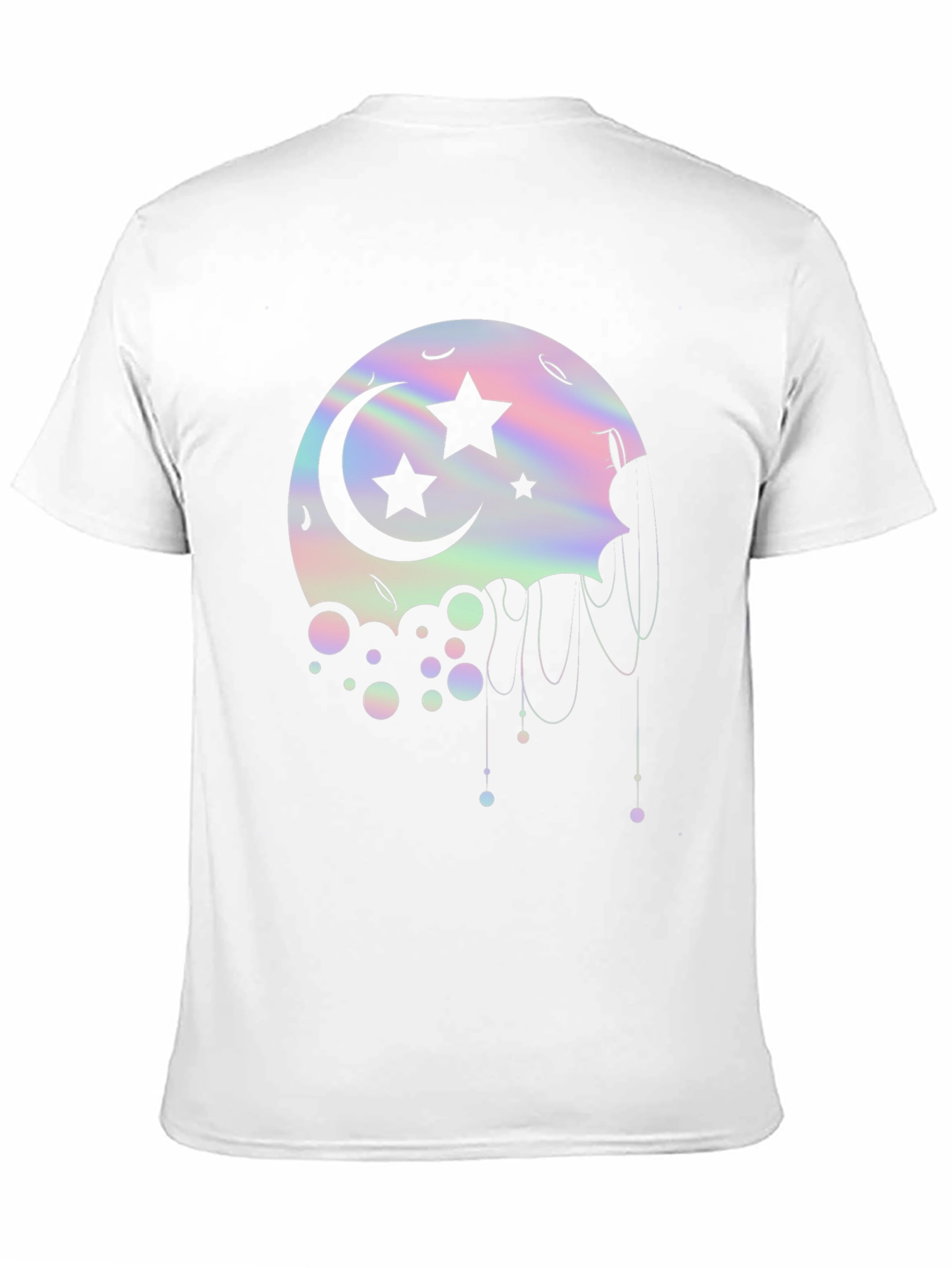 Black Dreamy Moon Stars Graphic Tee - Black Cotton T-Shirt view 11