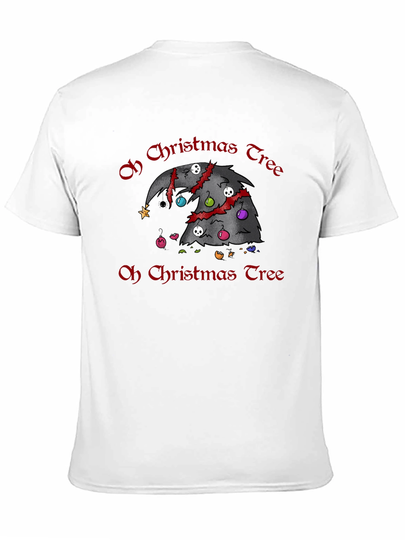 Black Gothic Christmas Tree T-Shirt - Horror Holiday Tee view 11
