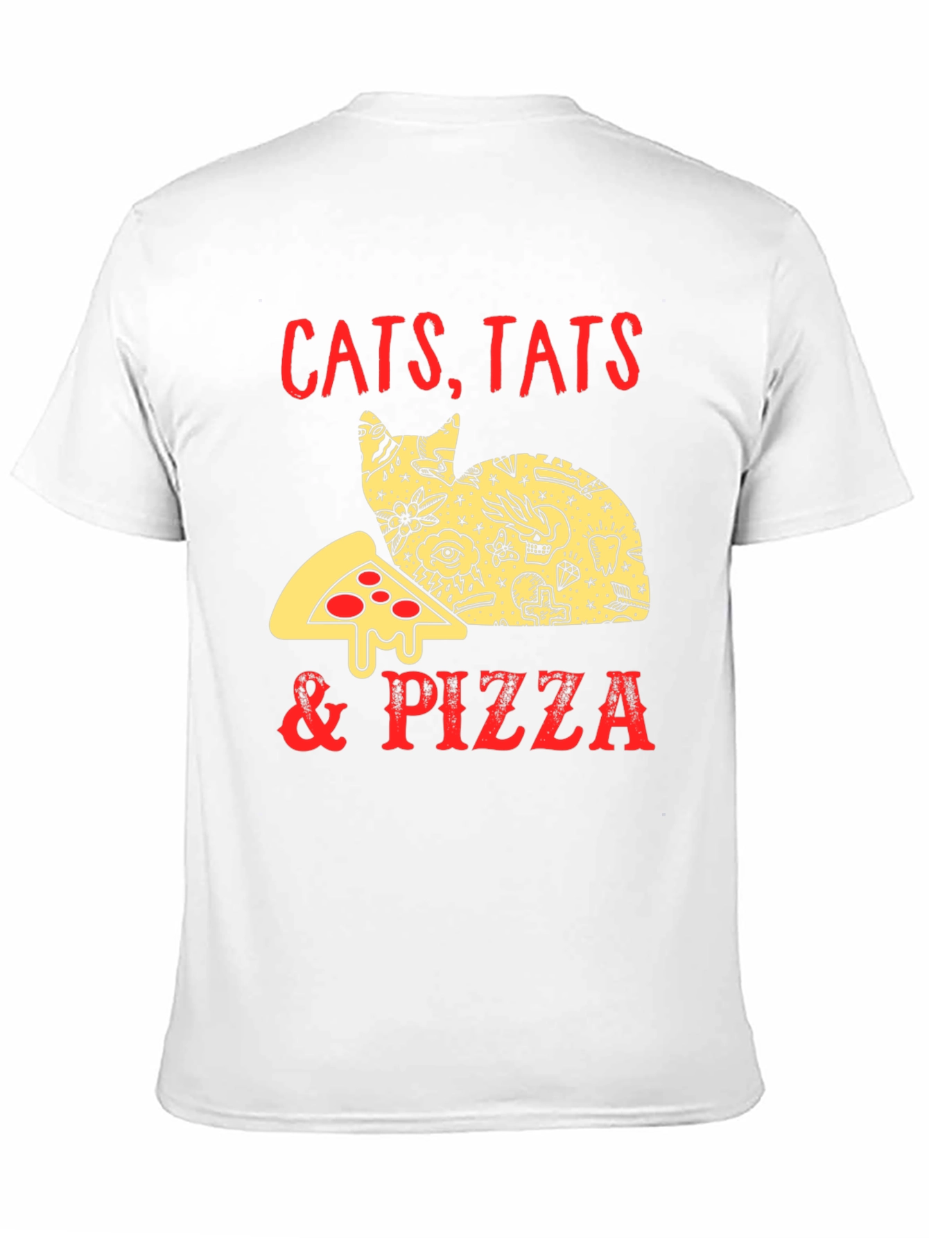 Black Cats Tats & Pizza Funny Graphic T-Shirt view 11