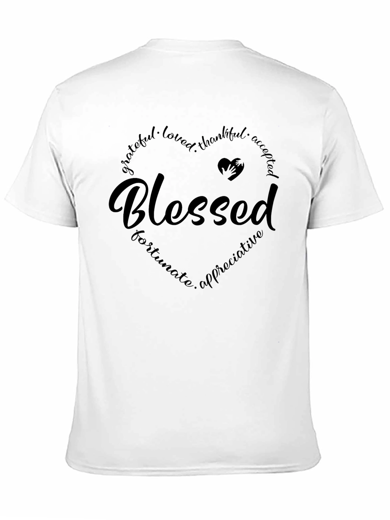 Black Blessed Heart Graphic Tee - Soft Cotton Blend T-Shirt view 11