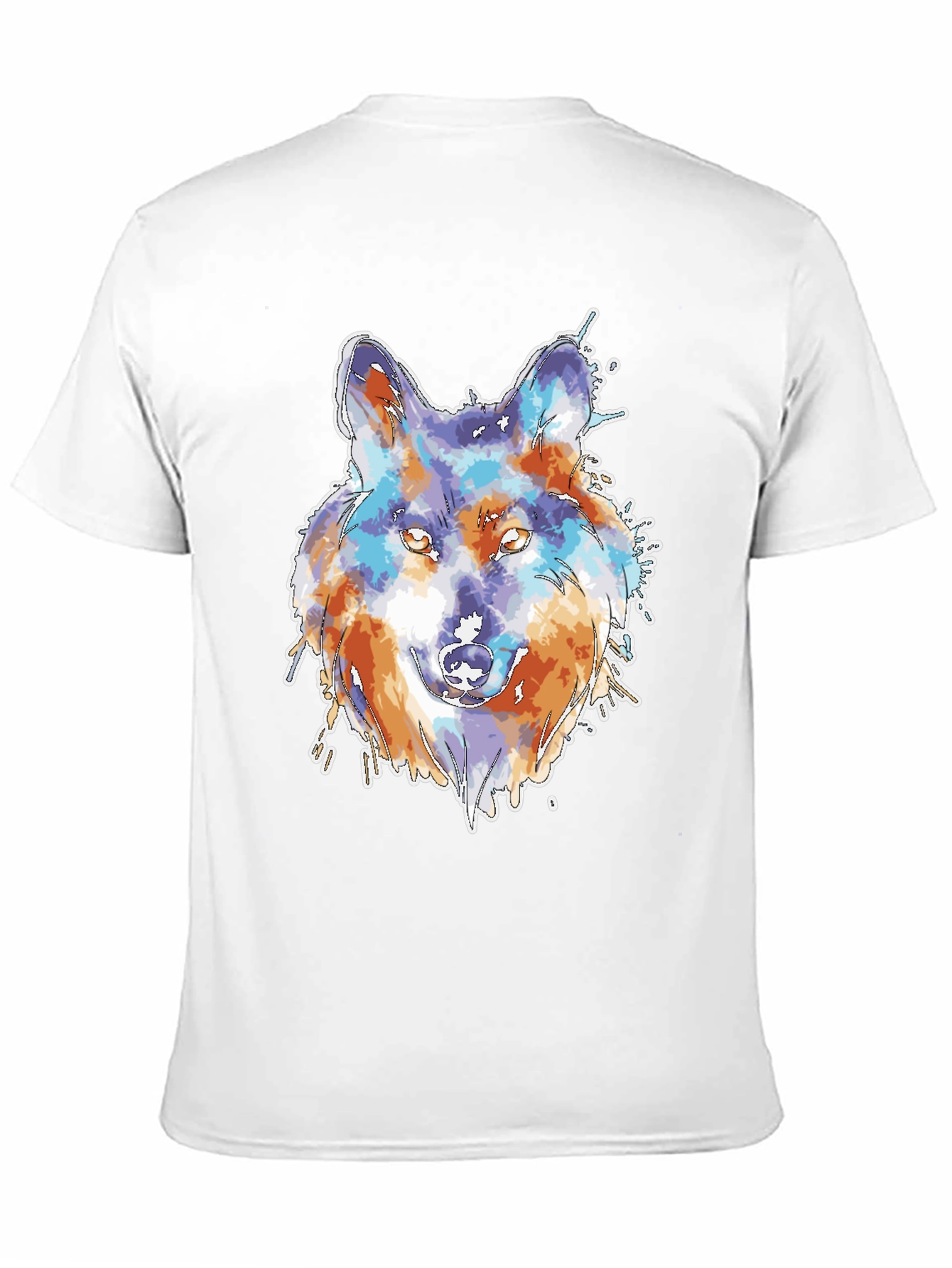 Black Wolf Watercolor Graphic Print Black T-Shirt view 11