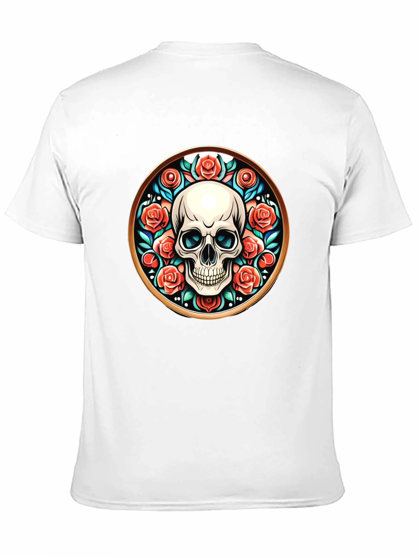 Black Skull & Roses Graphic Tee - Unique Round Design view 11