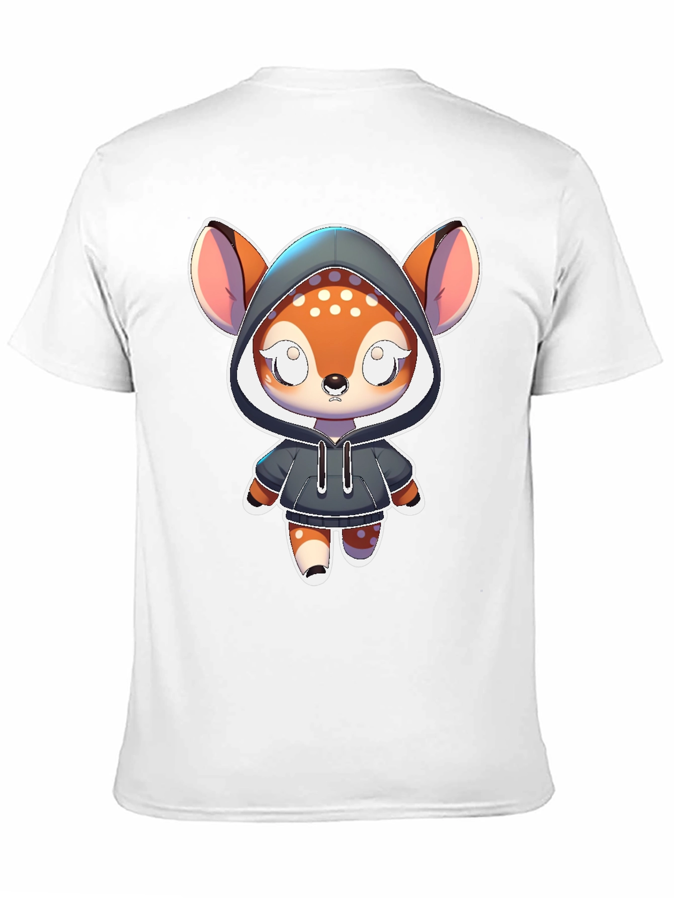 Black Cute Cartoon Deer Hoodie T-Shirt view 11