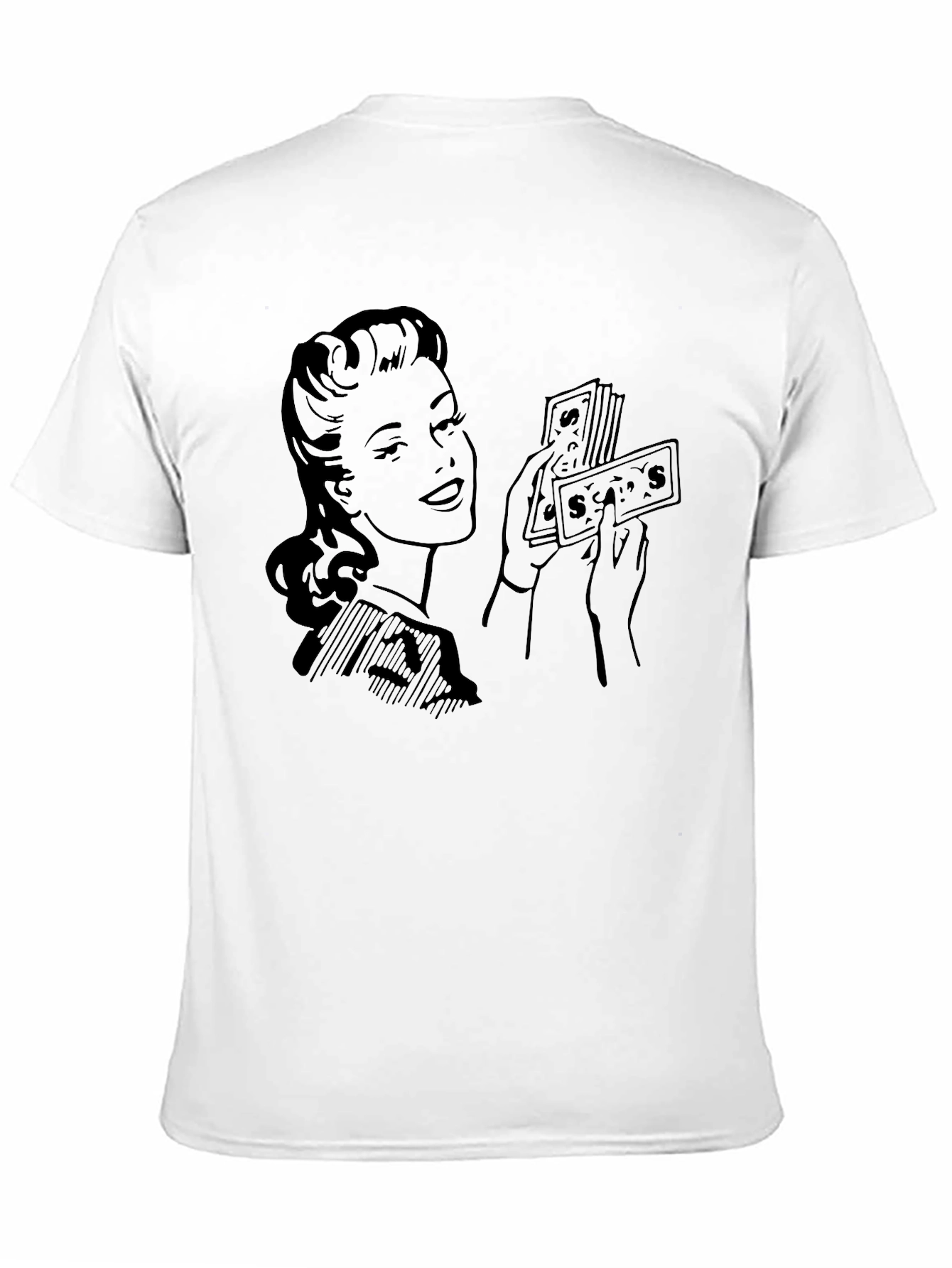 Black Retro Woman with Money Graphic Tee view 11