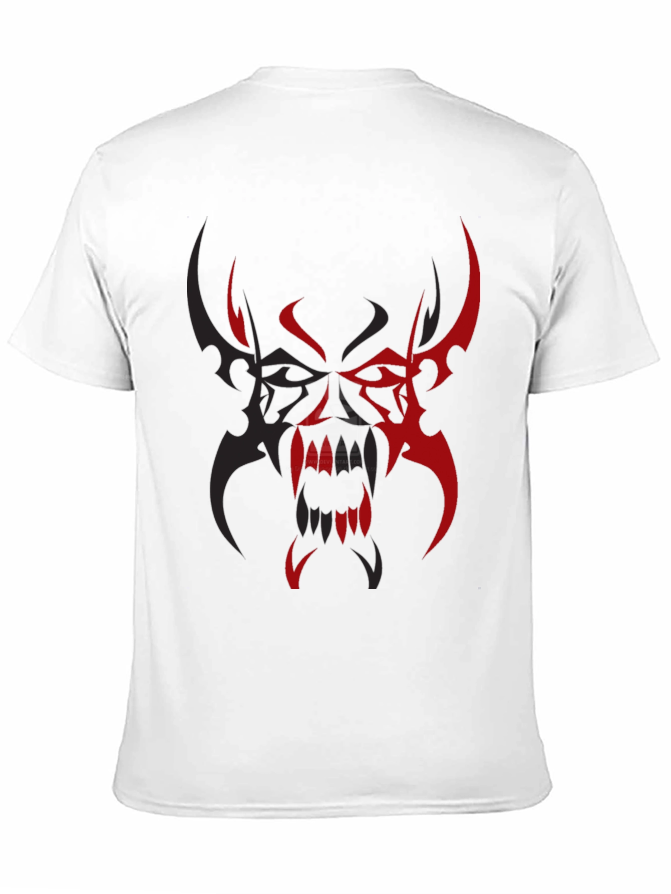 Black Men's Black T-Shirt with Red/Black Tribal Demon Design view 11