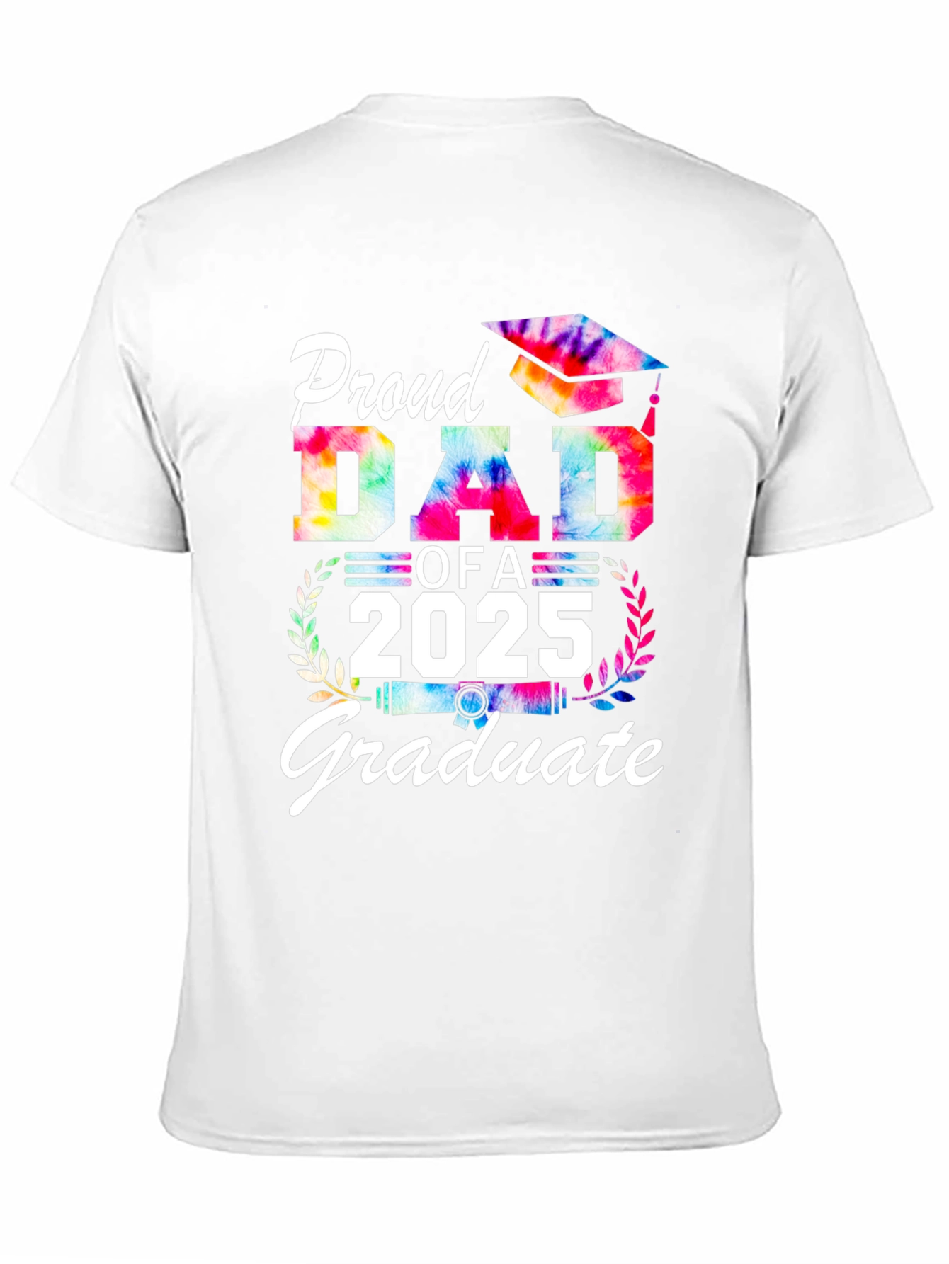 Black Proud Dad of a 2025 Graduate Tie-Dye T-Shirt view 11