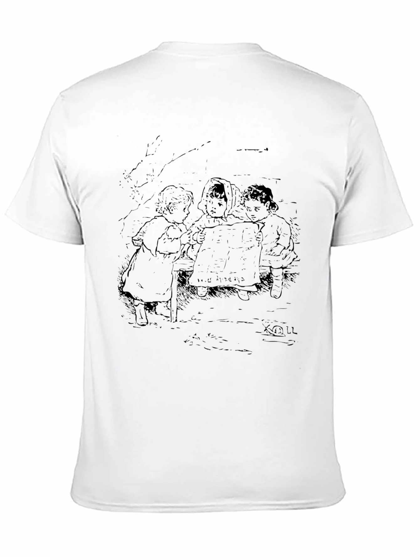 Black Vintage Children Illustration Black T-Shirt view 11